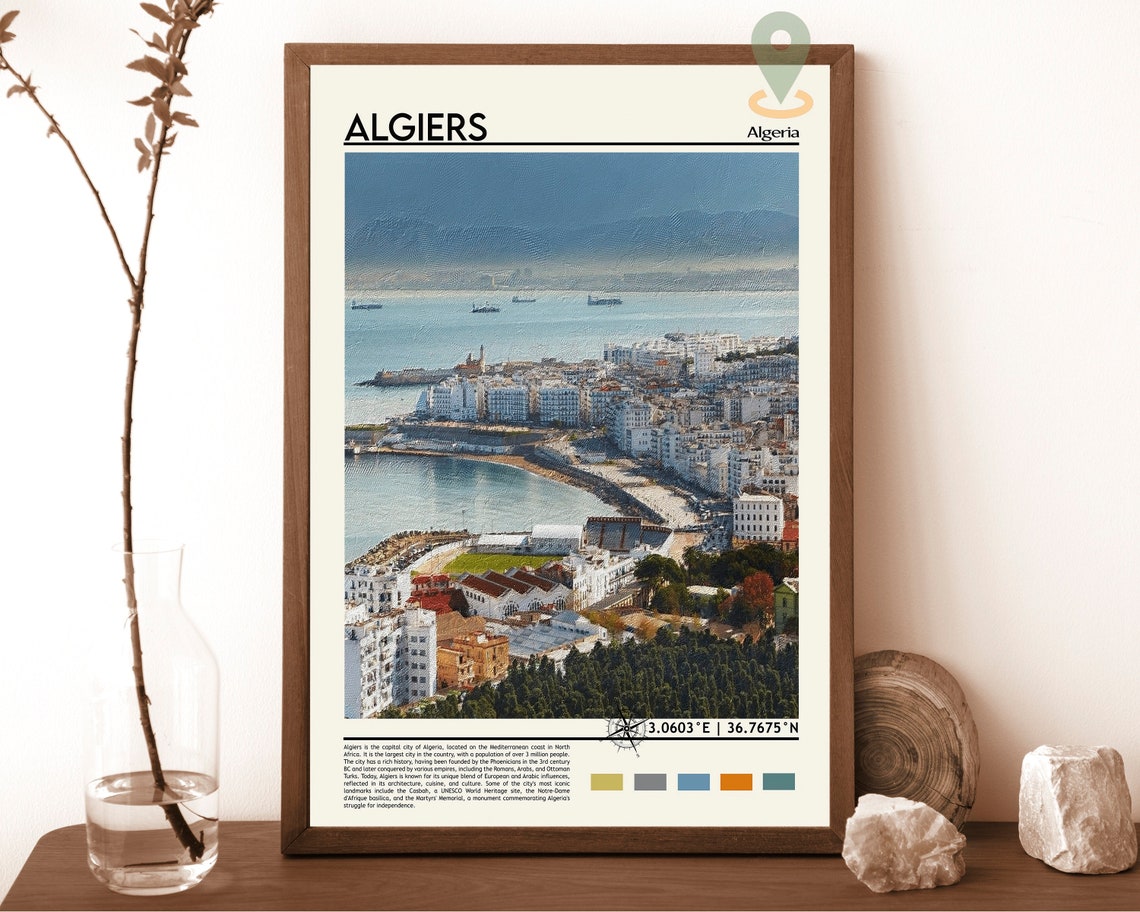 Algiers Algeria White City Bay Coastline Aerial Mediterranean Poster