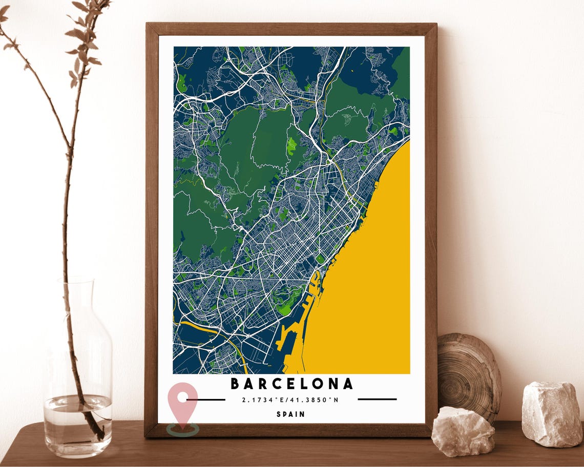 Barcelona Map Barcelona Map Print Barcelona Wall Art Barcelona Travel Poster Barcelona Poster Barcelona Photo Barcelona City Spain