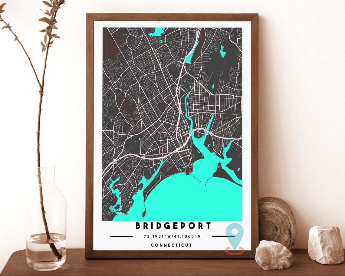 Bridgeport Map Bridgeport Map Print Bridgeport Wall Art Bridgeport Travel Poster Bridgeport Poster Bridgeport Photo Bridgeport City - Image 5