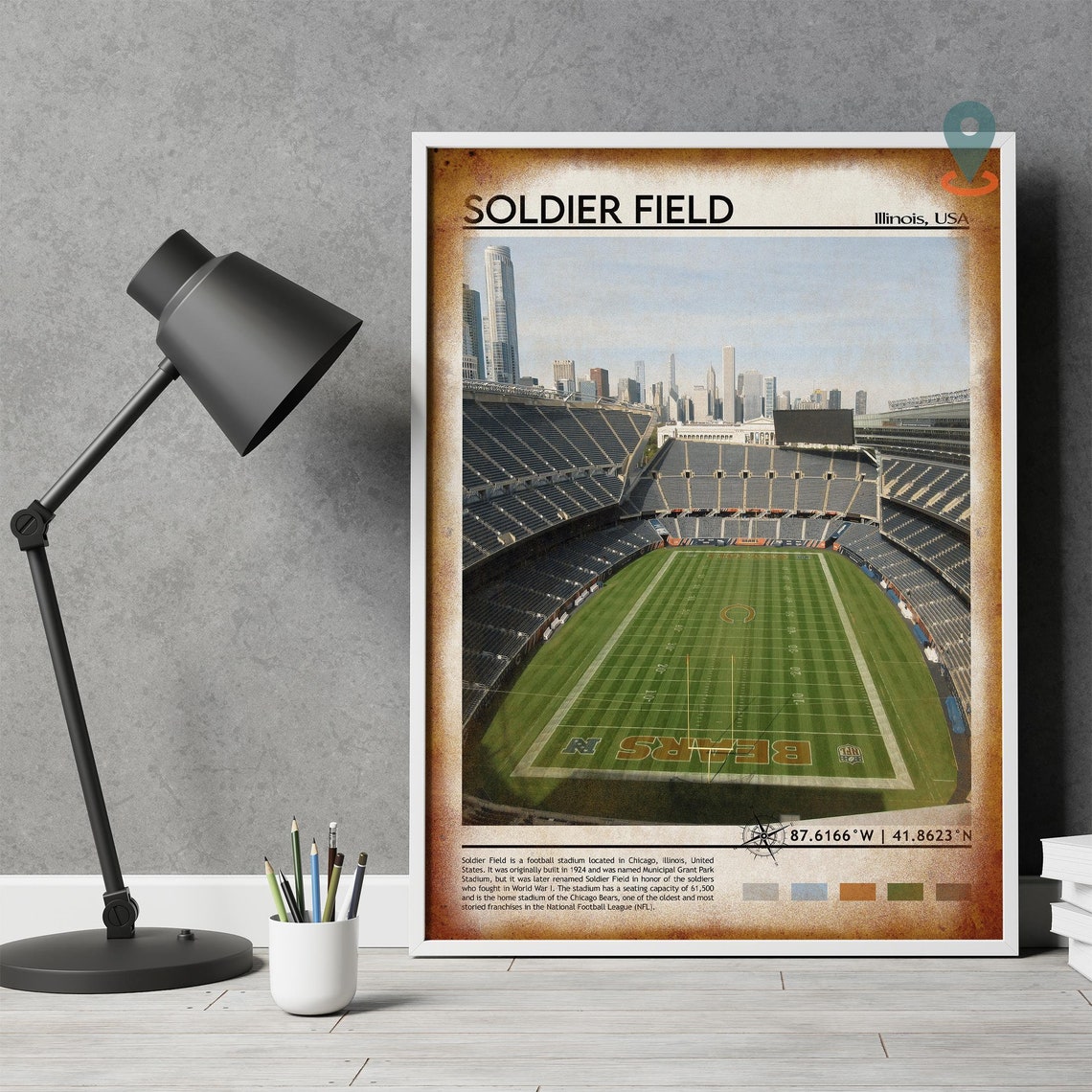 Soldier Field Print Soldier Field Poster Soldier Field Wall Art Soldier Field Travel Soldier Field Art Print Soldier Field Artwork - Image 4