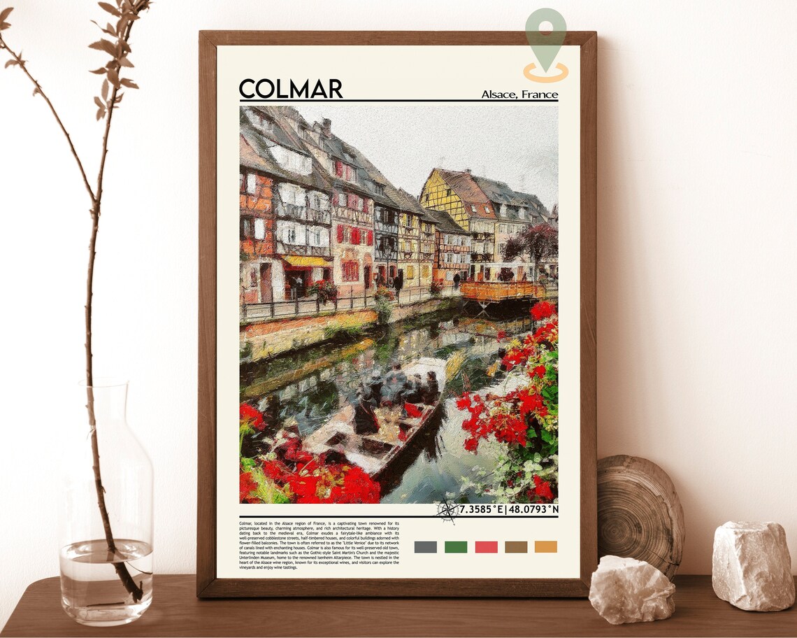 Colmar France Alsace Half Timbered Canal Little Venice Travel Poster