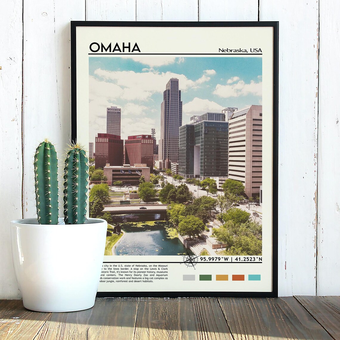 Omaha Nebraska Downtown Skyline Urban Cityscape Travel Print - Image 2