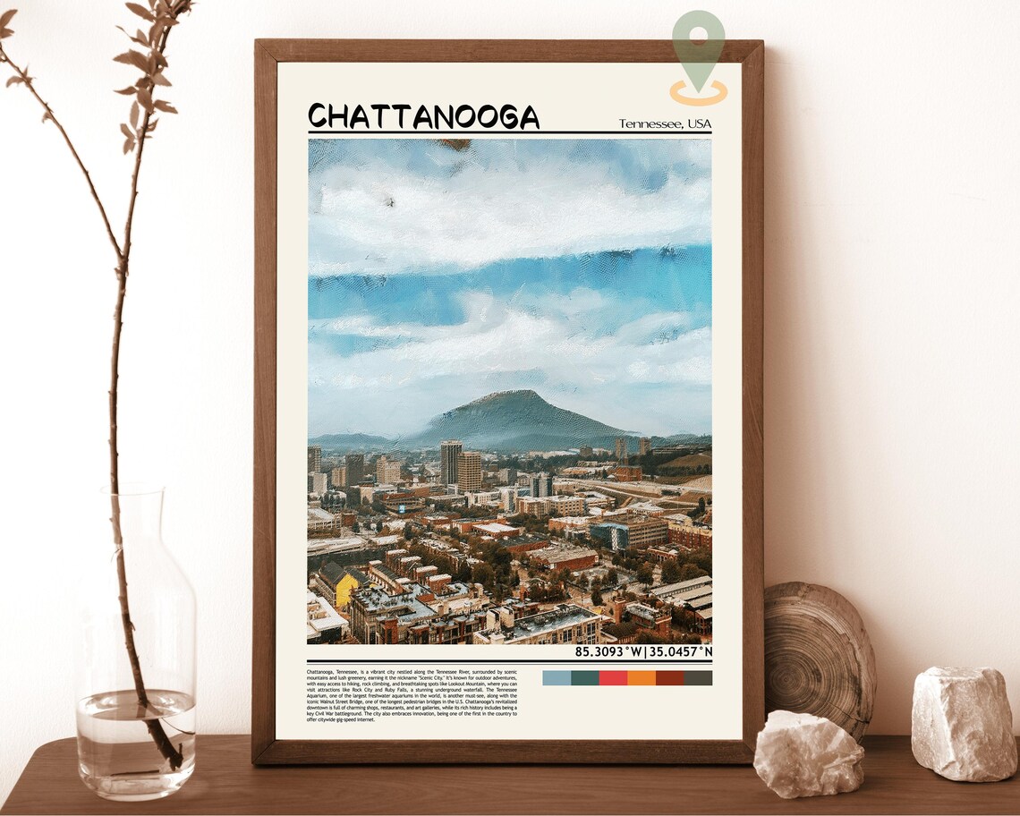 Chattanooga Tennessee Lookout Mountain River City Travel Poster