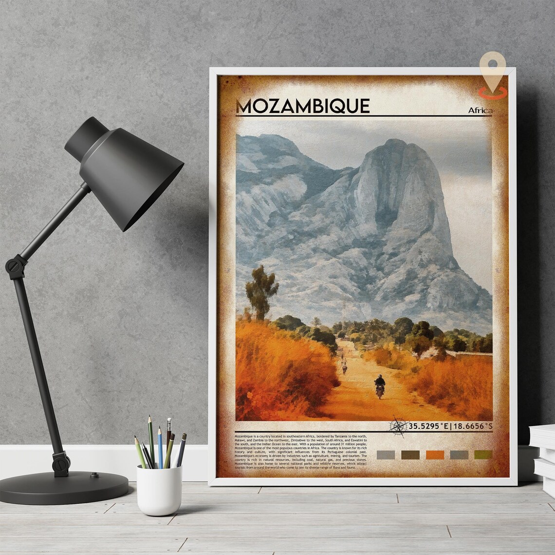 Mozambique Painted Granite Mountain Landscape Africa Travel Poster - Image 4