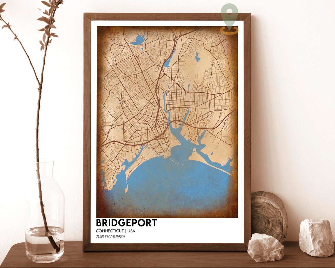 Bridgeport Connecticut Street Map Red Modern City Art Poster - Image 2