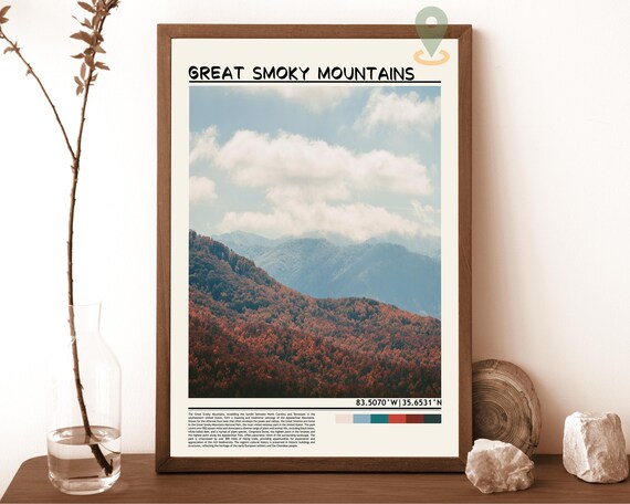 Great Smoky Mountains USA Autumn Misty Blue Ridge Scenic Poster