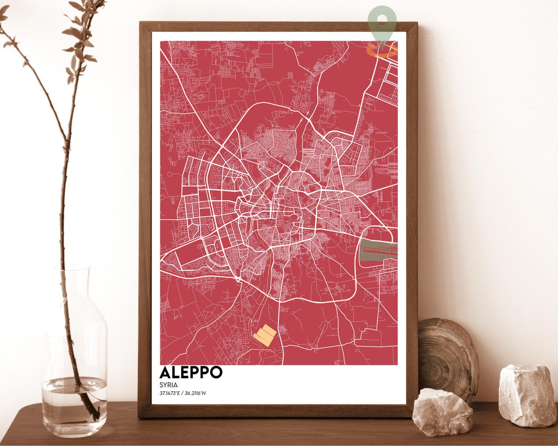 Aleppo Syria City Street Map Emerald Green Poster Wall Decor - Image 4
