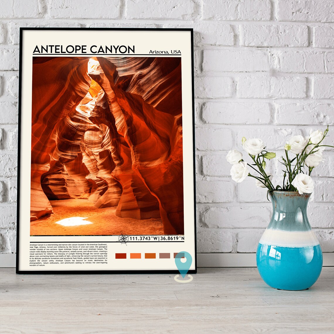 Antelope Canyon Arizona USA Fiery Red Slot Canyon Travel Poster - Image 5