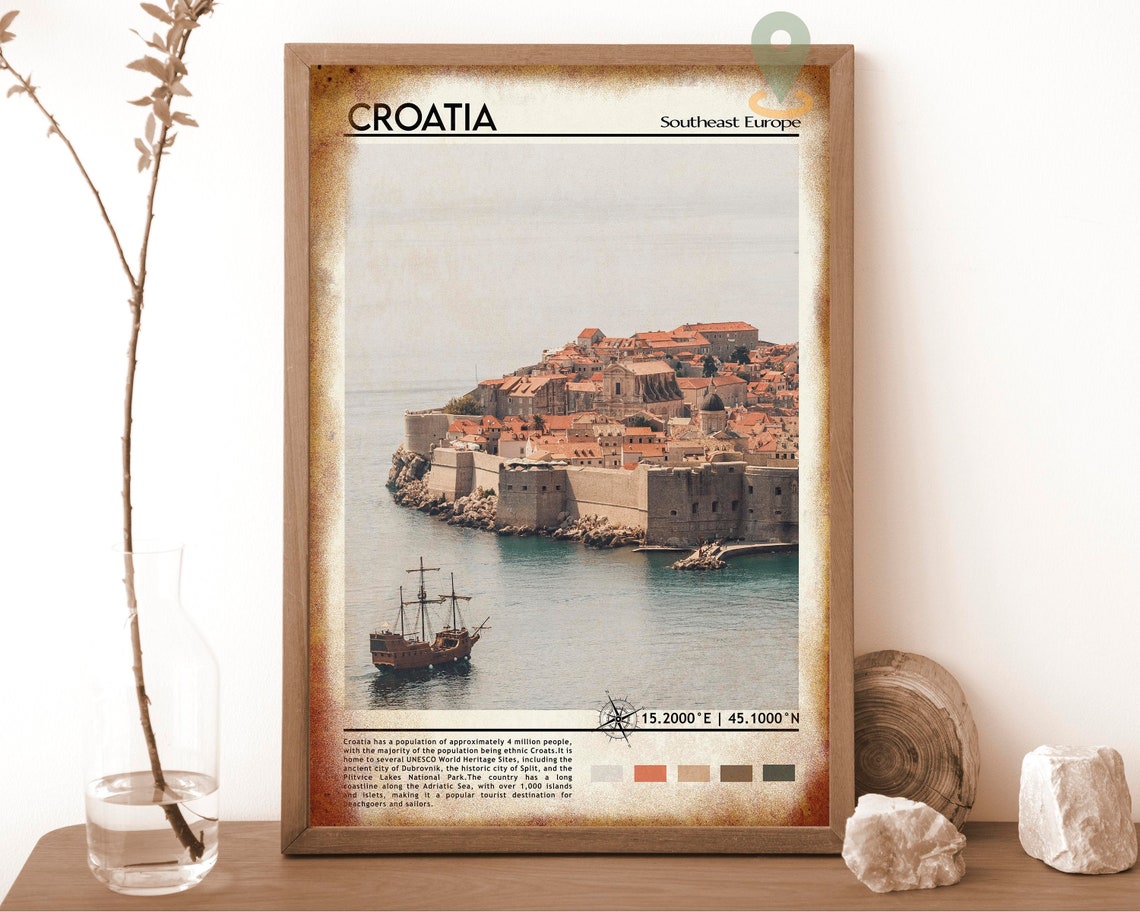 Croatia Print Croatia Art Croatia Poster Croatia Photo Croatia Poster Print Croatia Painting Zagreb Travel Poster Vintage Poster - Image 6