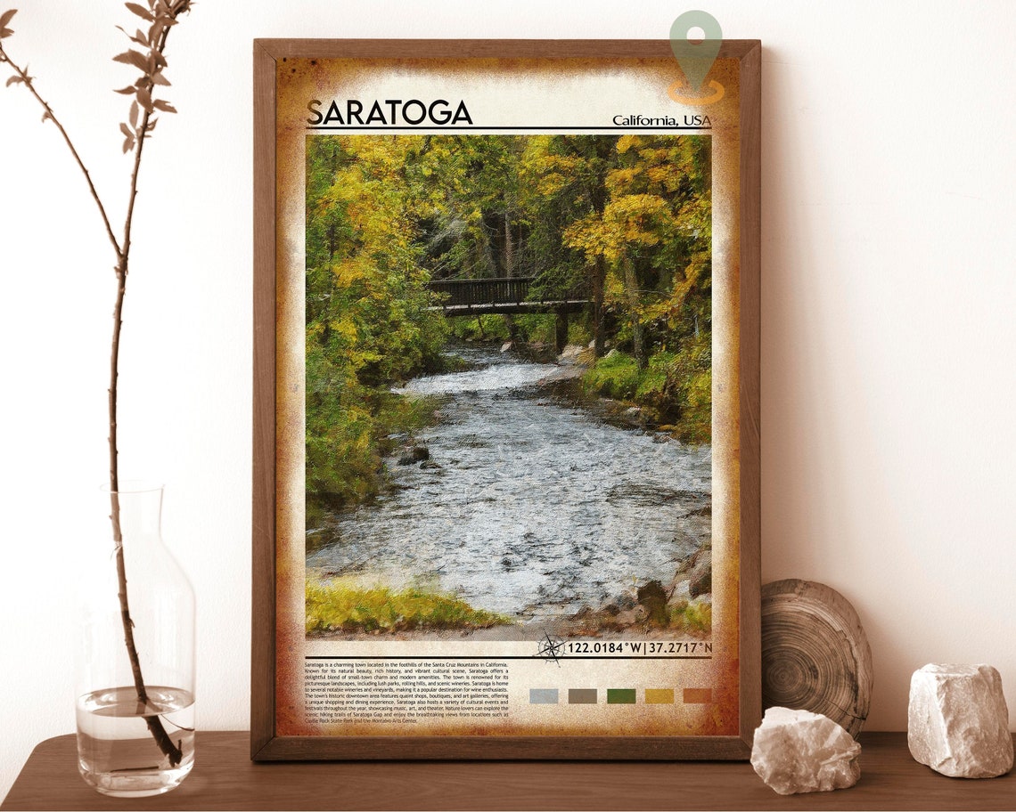 Saratoga Print Saratoga Poster Saratoga Wall Art Saratoga Travel Print Saratoga Art Print Saratoga Artwork Saratoga Photo California - Image 6