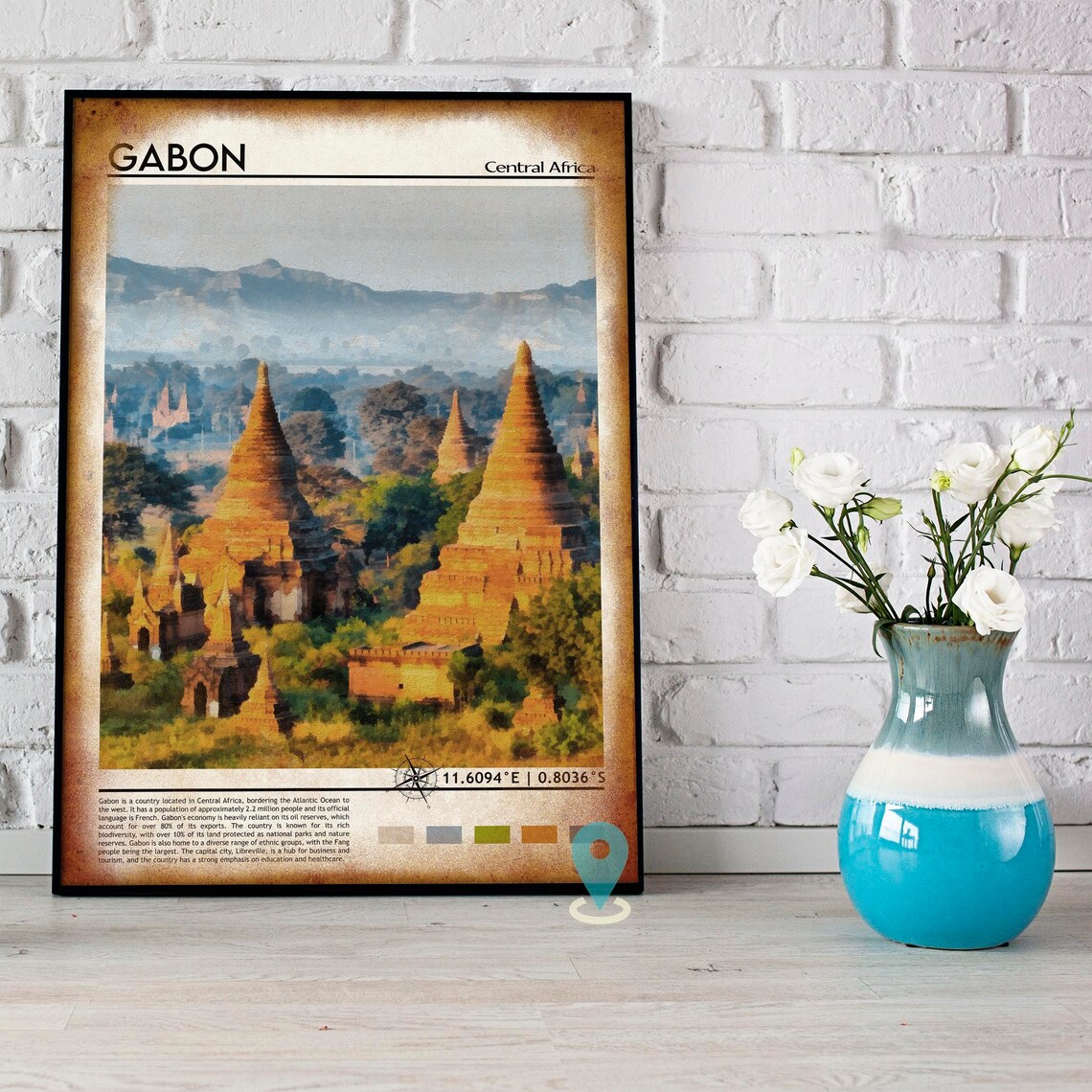 Ancient Temple Stupas Sunrise Golden Asia Travel Photo Poster - Image 3