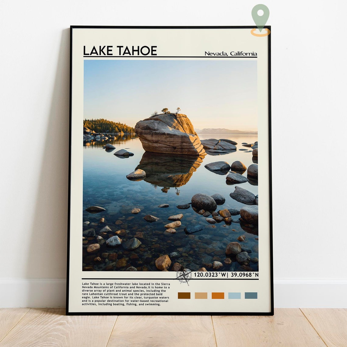 Lake Tahoe Nevada California Bonsai Rock Sunset Reflection Poster - Image 5
