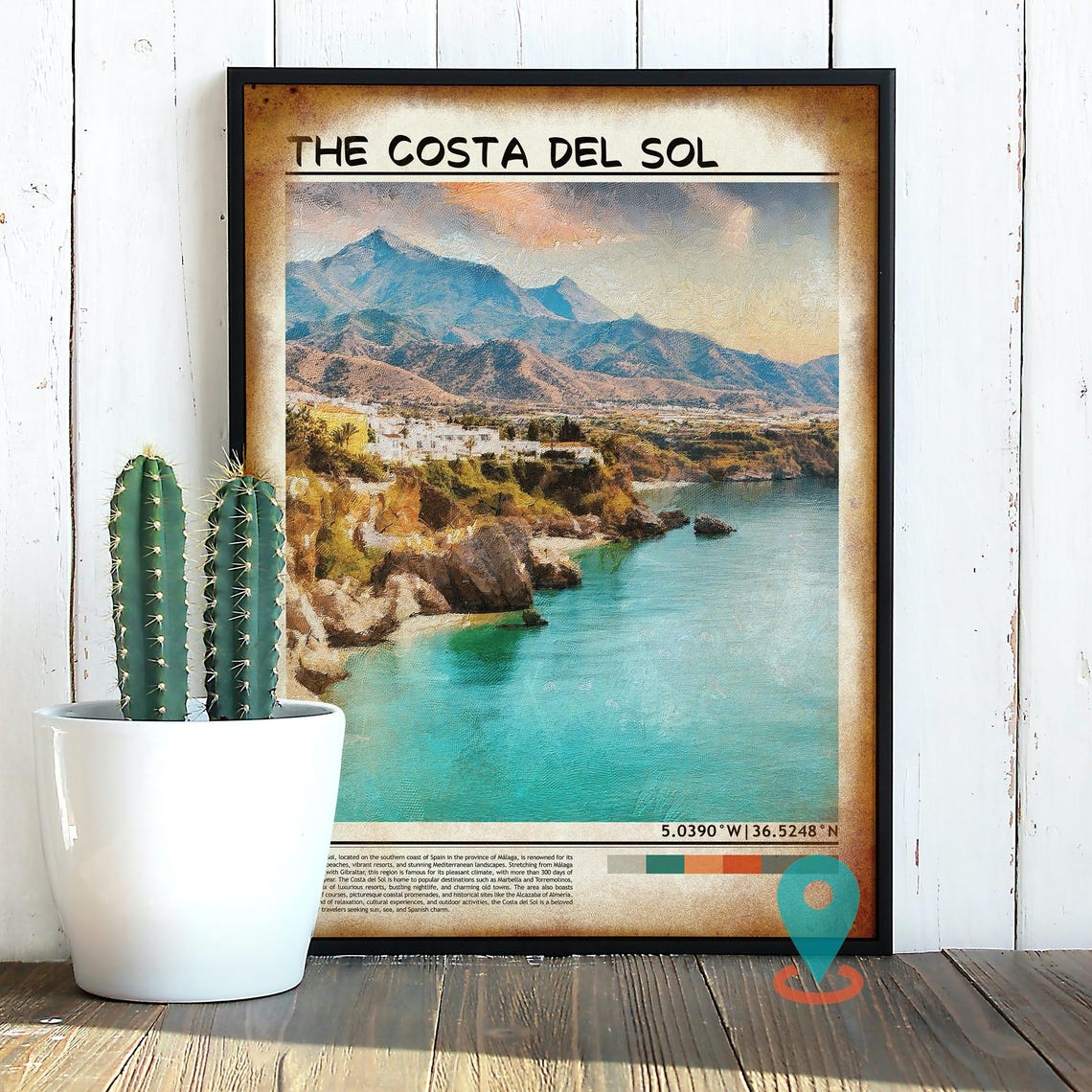 The Costa Del Sol Spain Turquoise Cliffs Coast Travel Poster - Image 2