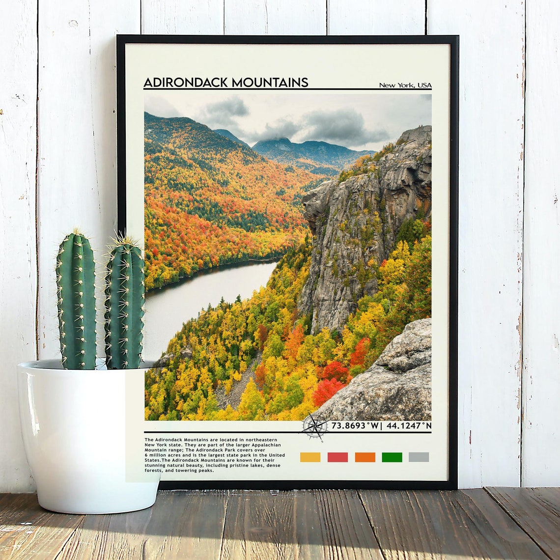 Adirondack Mountains New York Fall Foliage Lake View Scenic Poster - Image 5