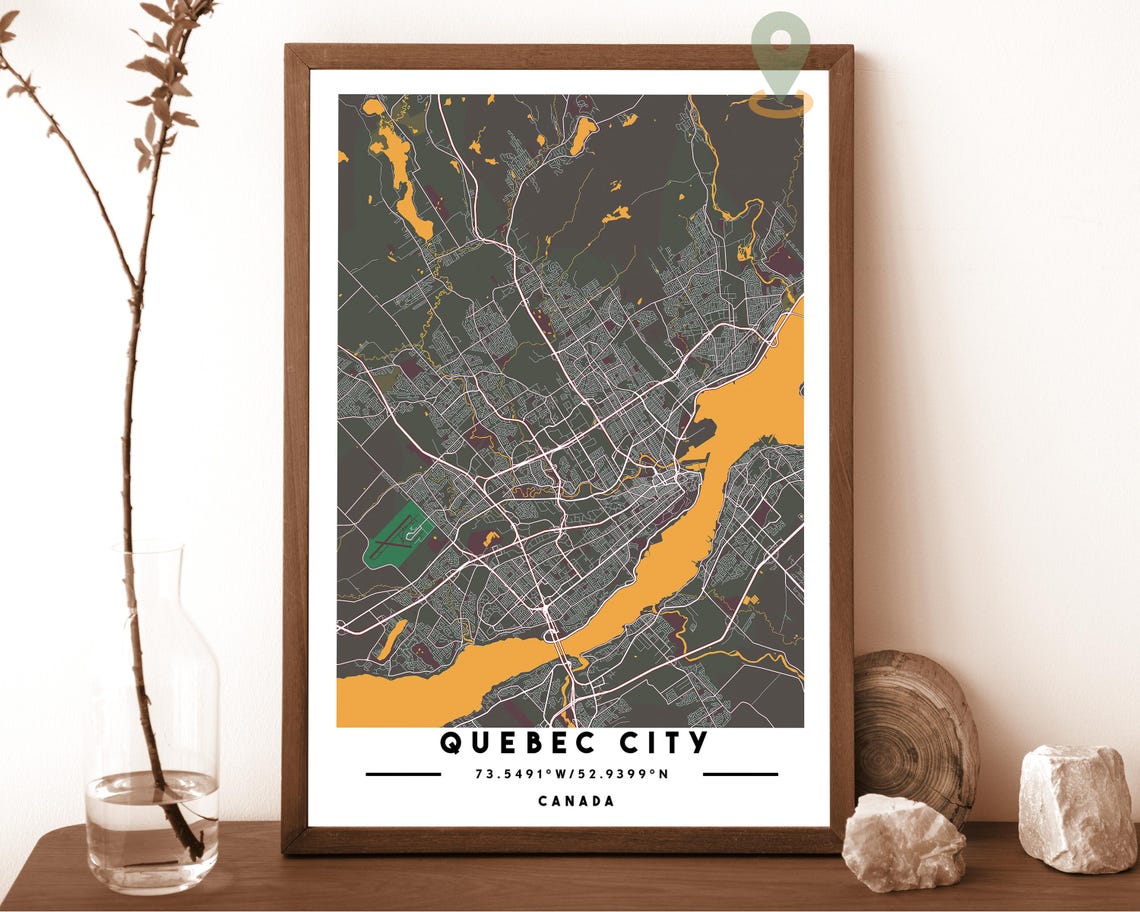 Quebec City Canada Blush Rose Street Map Modern Minimalist Wall Art - Image 4