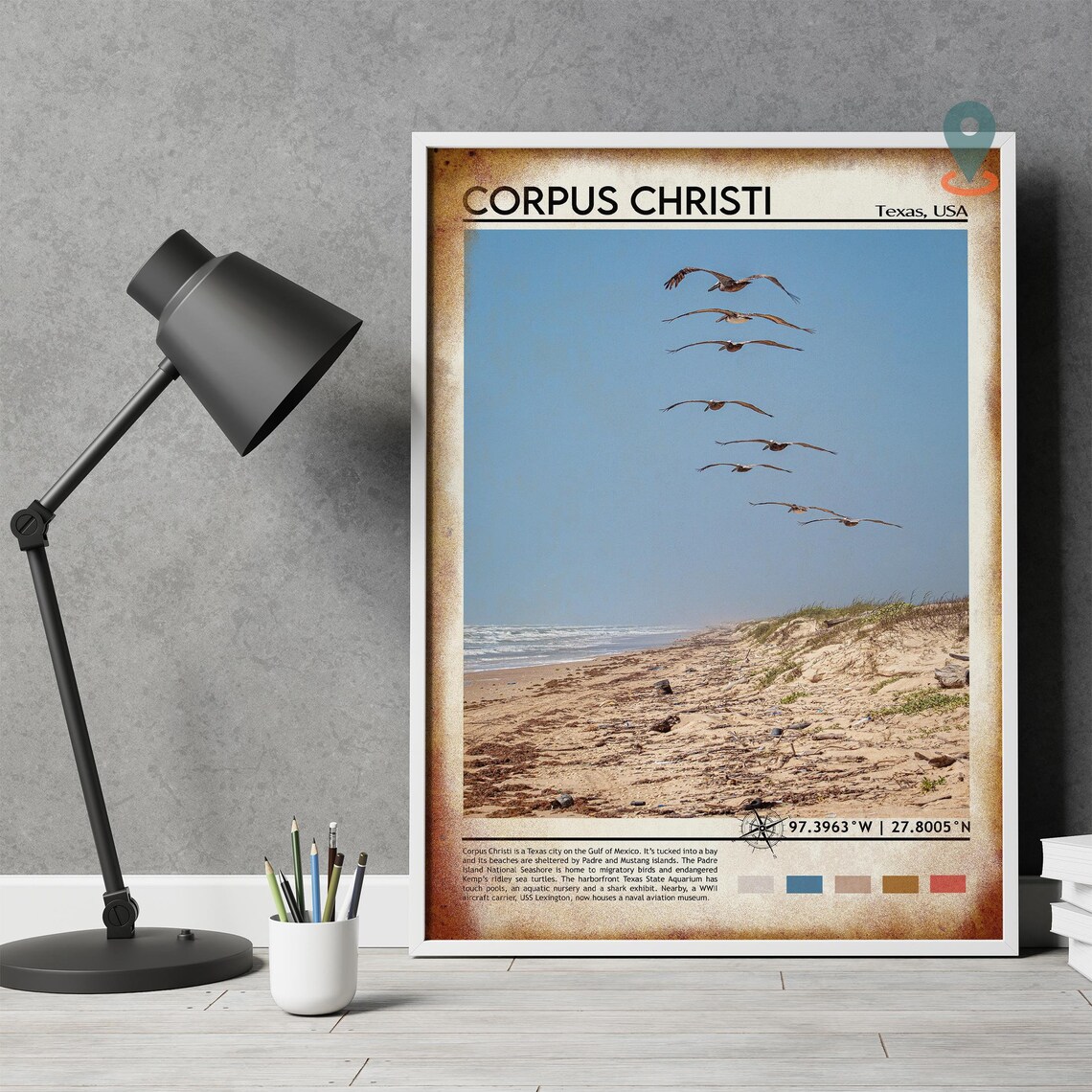 Corpus Christi Texas Pelican Beach Photo Gulf Coast Travel Wall Art - Image 4