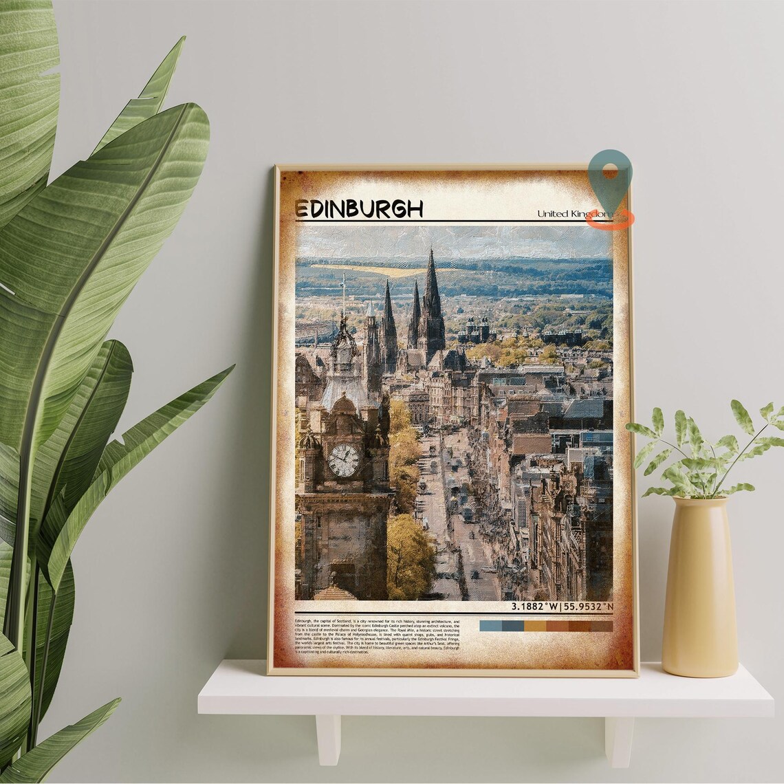 Edinburgh United Kingdom Clock Tower Street Oil Painting Travel Poster - Image 5