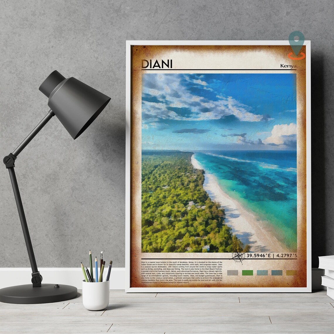 Diani Beach Kenya Turquoise Water Aerial Photo Travel Poster - Image 4