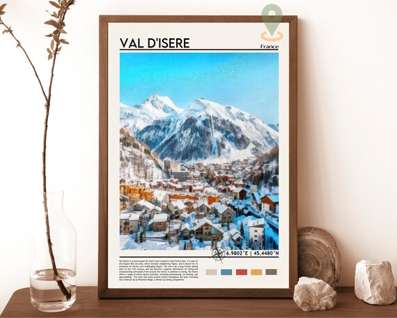 Val d'Isere France Snowy Alpine Ski Resort Village Winter Poster