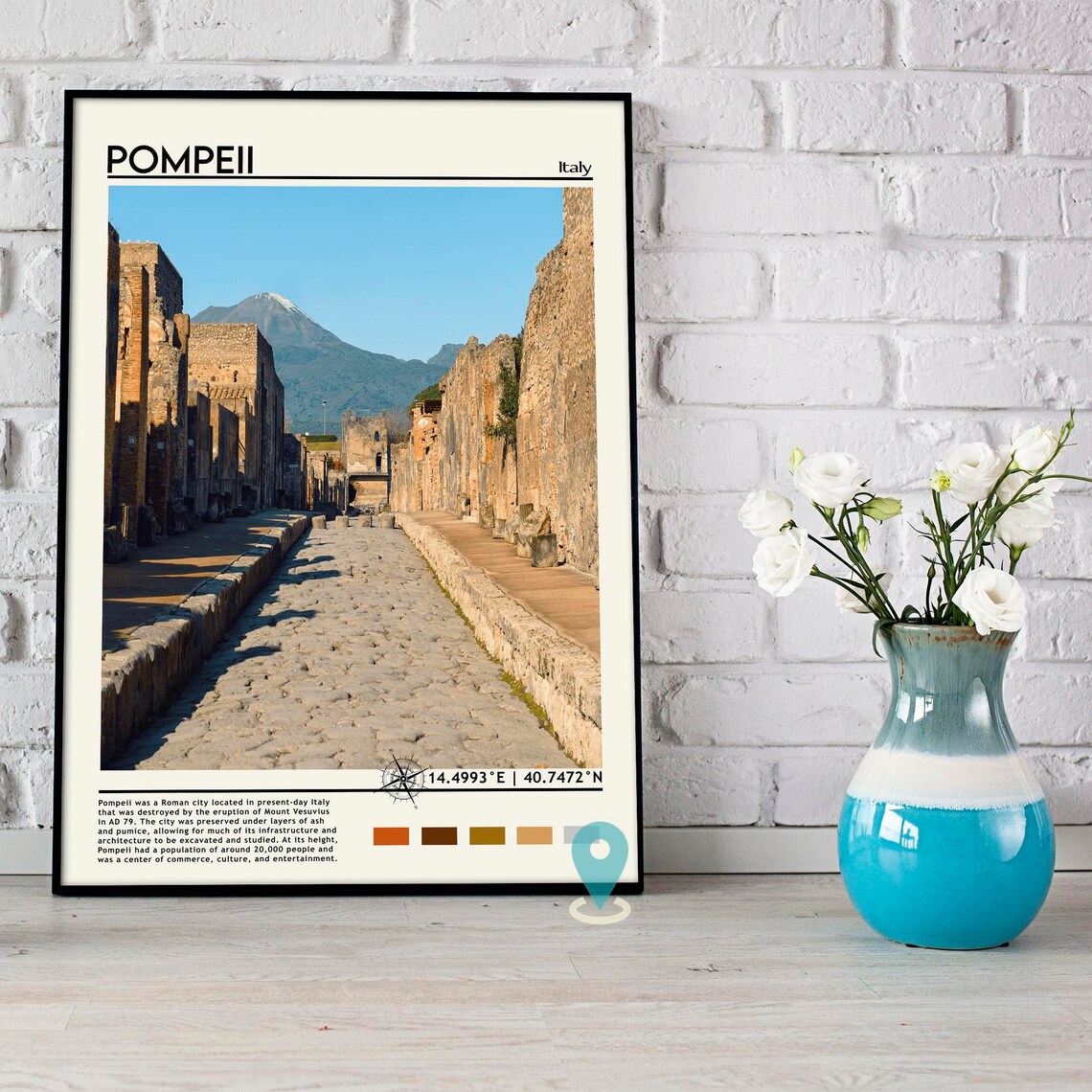 Pompeii Italy Ancient Roman Street Vesuvius Vintage Travel Poster - Image 4