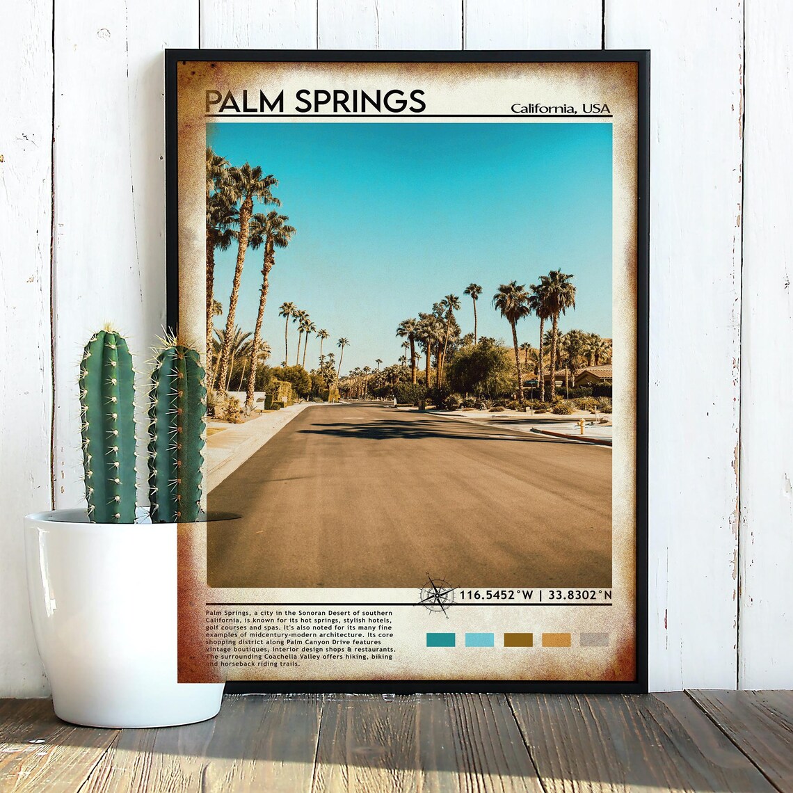 Palm Springs California Palm Tree Lined Street Desert Poster - Image 3