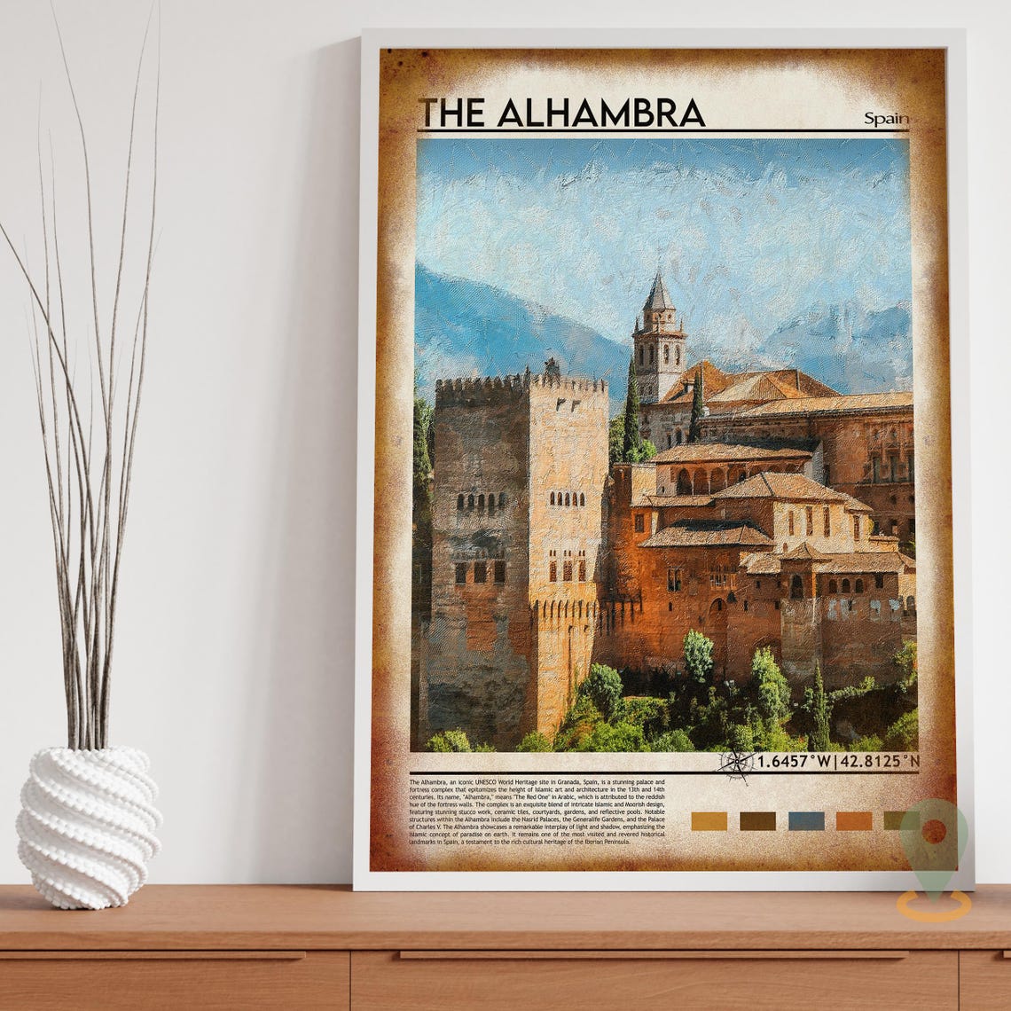 The Alhambra Palace Granada Spain Watercolor Architecture Poster - Image 3