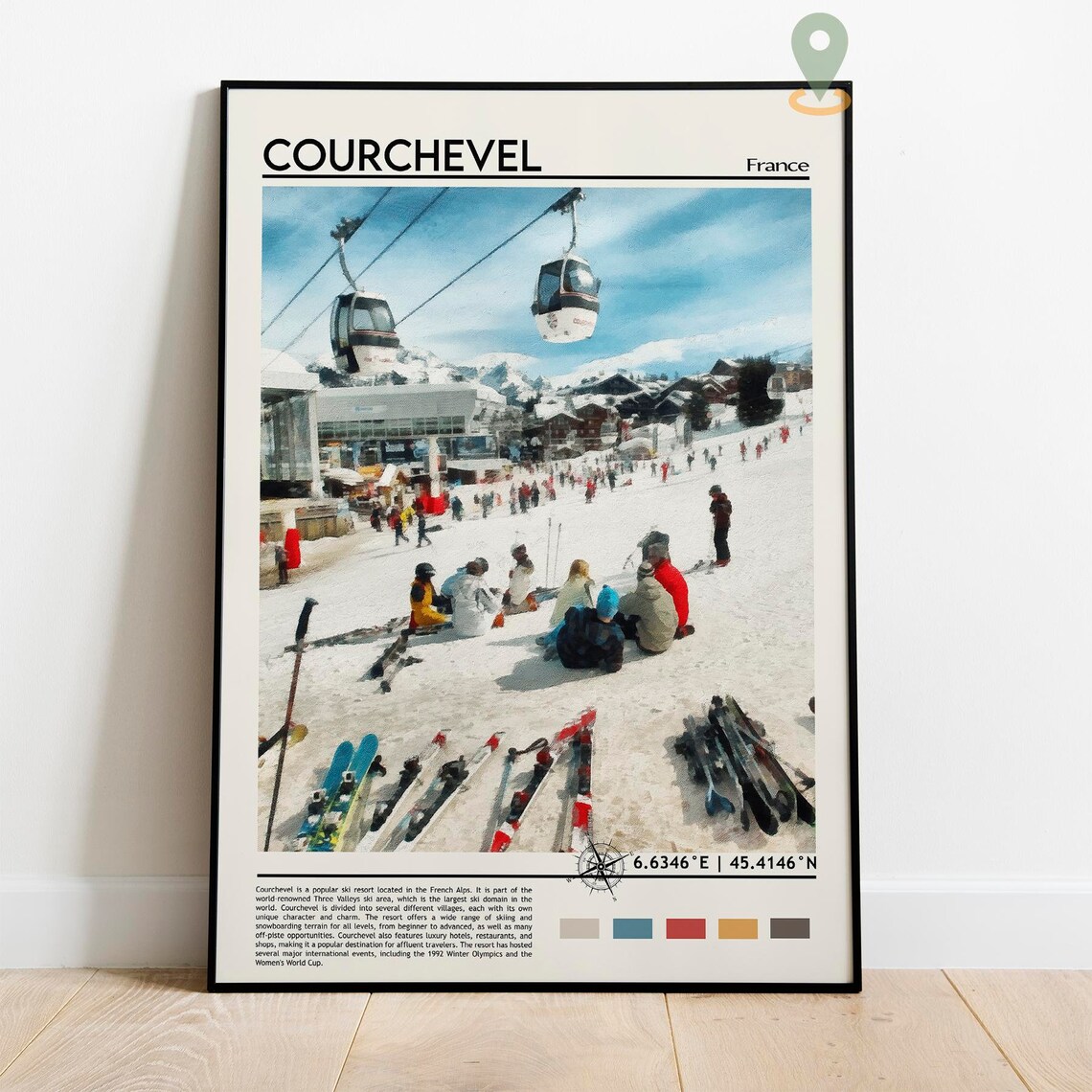 Courchevel France Ski Slopes Gondola Photo Alpine Travel Wall Art - Image 5