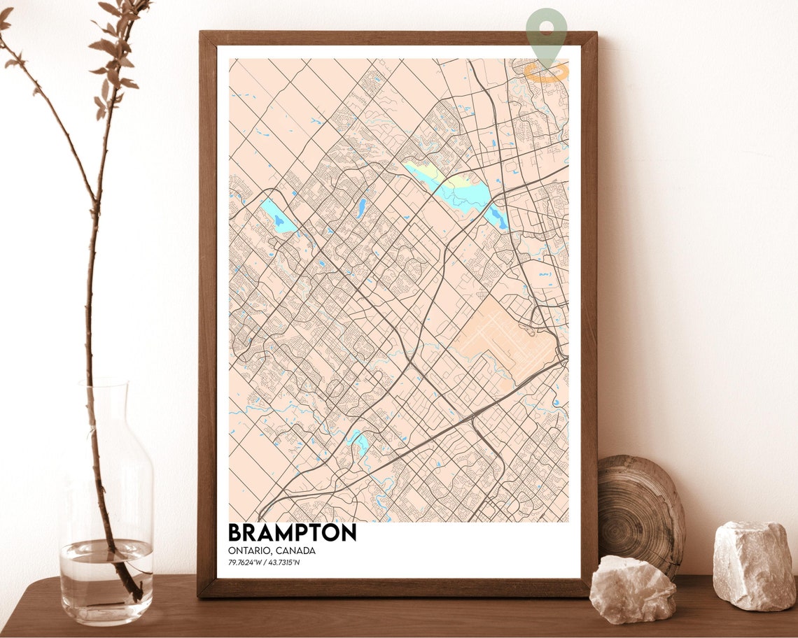Brampton Ontario Canada Dark Navy City Map Modern Decor Poster - Image 5