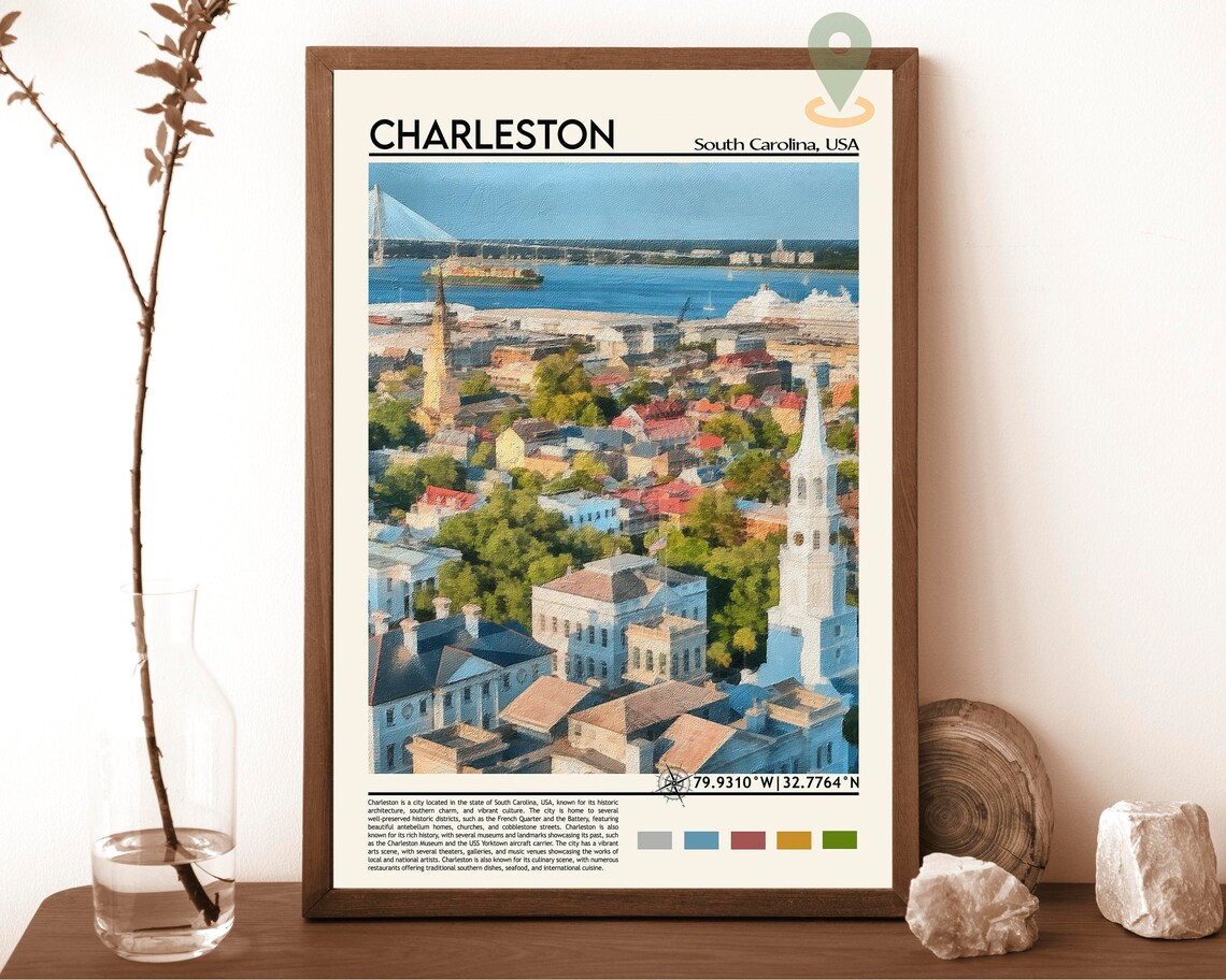 Charleston Print Charleston Poster Charleston Travel Charleston Art Print Charleston Artwork Charleston Photo South Carolina Print
