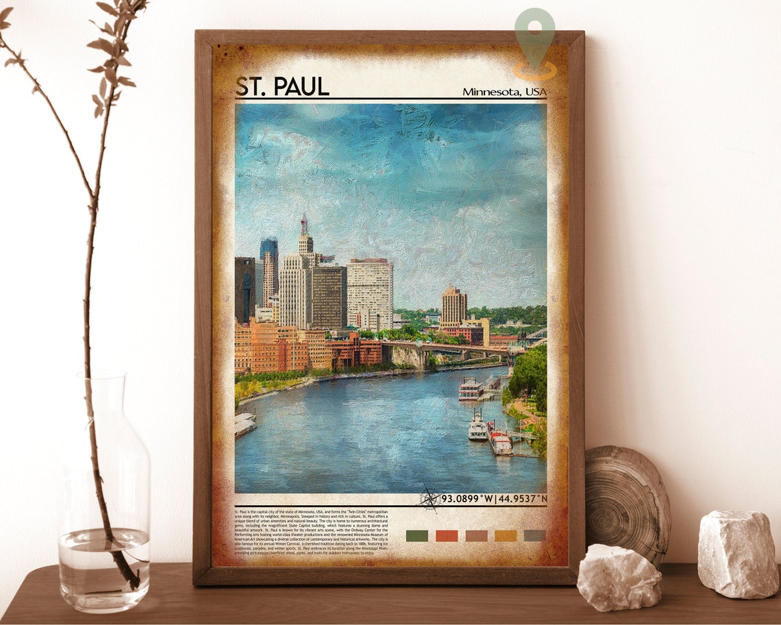 St. Paul Minnesota Mississippi Riverfront Skyline Travel Poster - Image 6