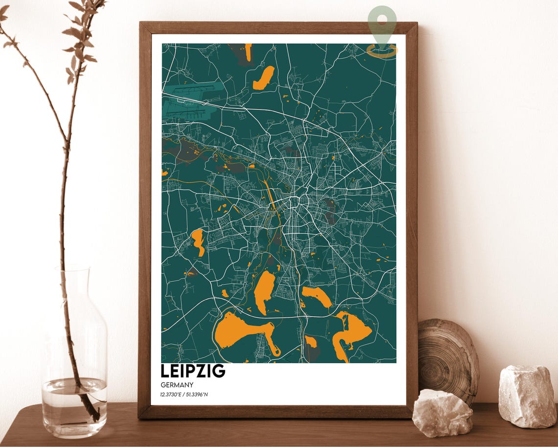 Leipzig Germany Light Blue Airy European Street Map Travel Poster - Image 3