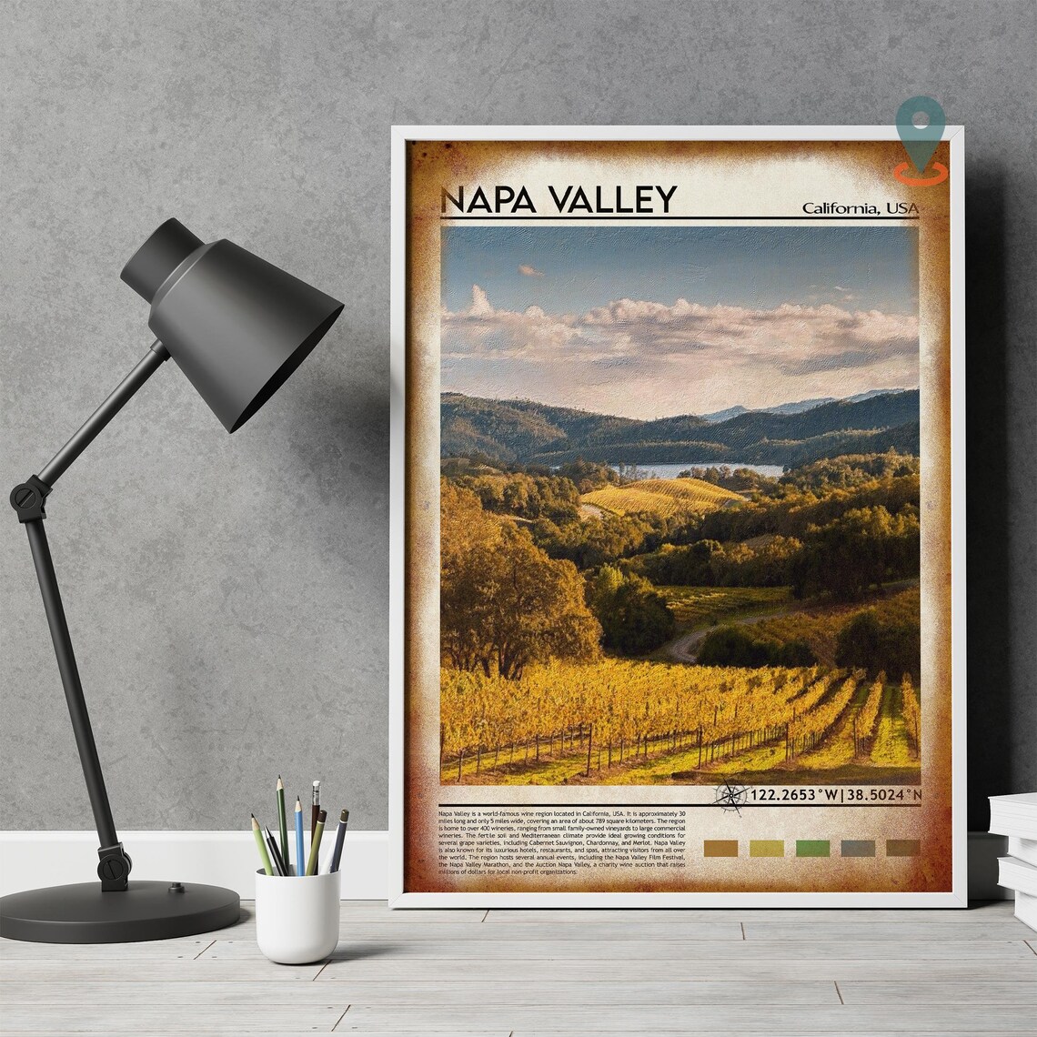 Napa Valley California Vineyard Autumn Hills Wine Country Poster - Image 4