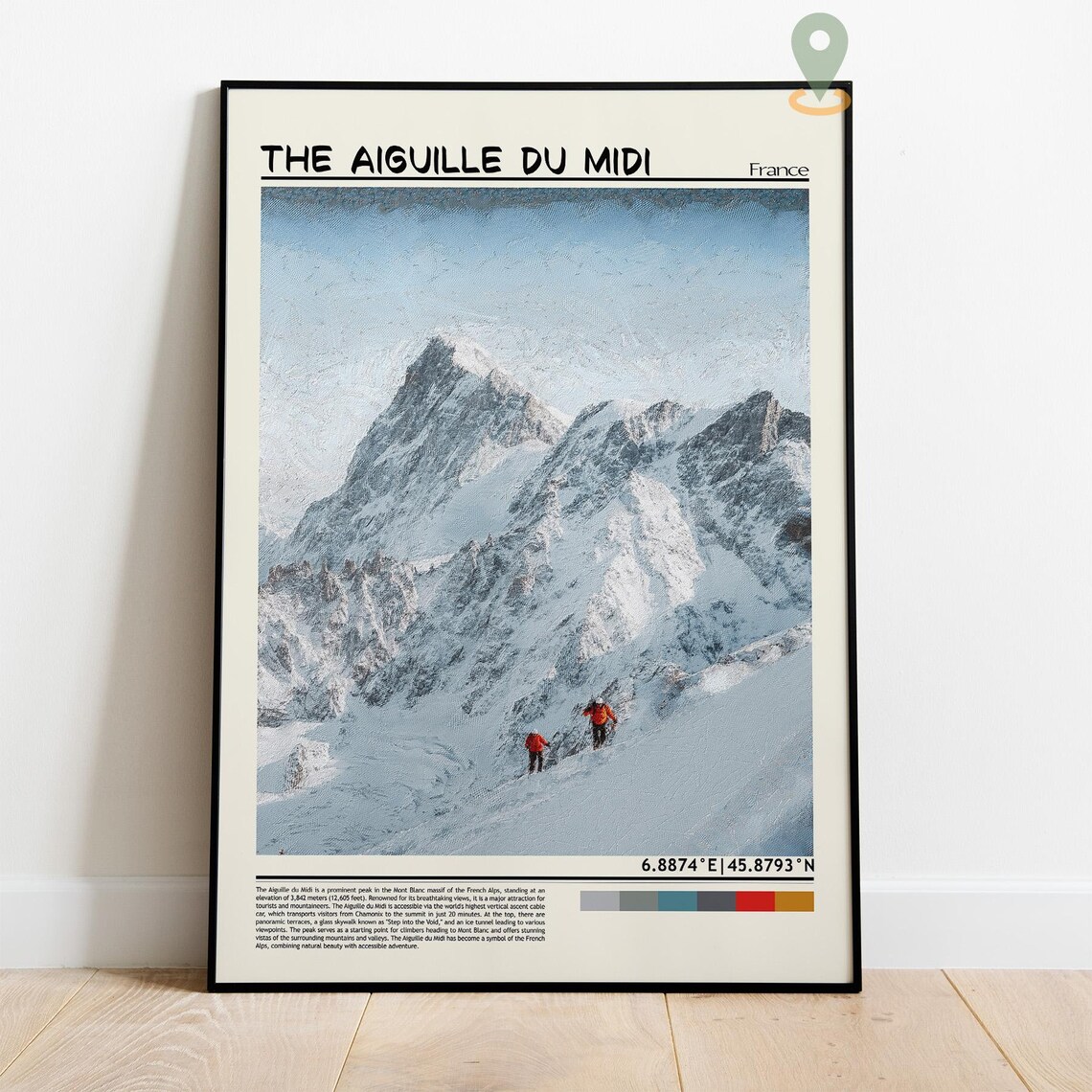 Aiguille du Midi France Chamonix Mountaineers Snow Peaks Poster - Image 4