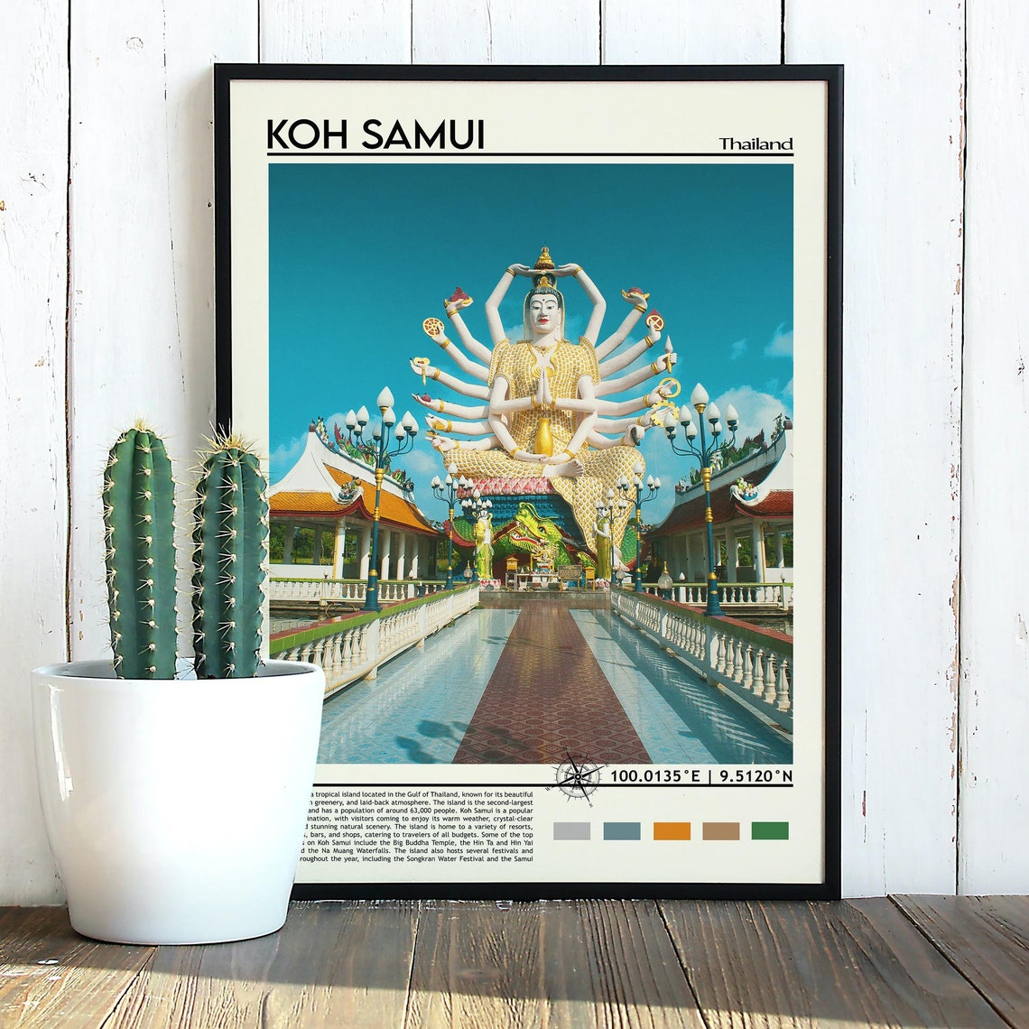 Koh Samui Thailand Temple Statue Photo Poster Tropical Island Art - Image 2