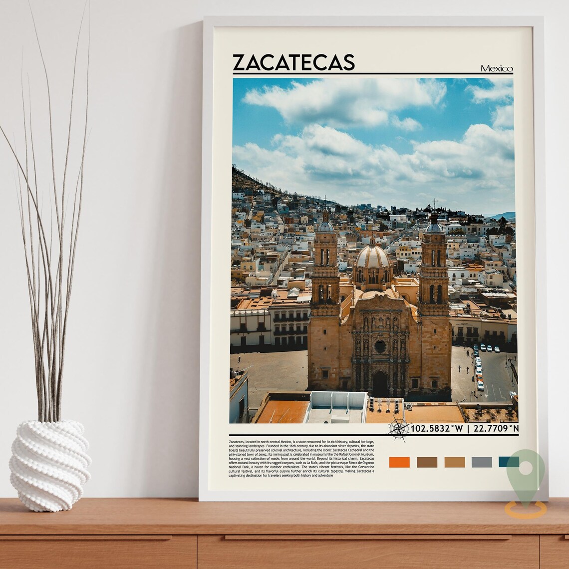 Zacatecas Mexico Cathedral Twin Tower Colonial City Travel Poster - Image 3