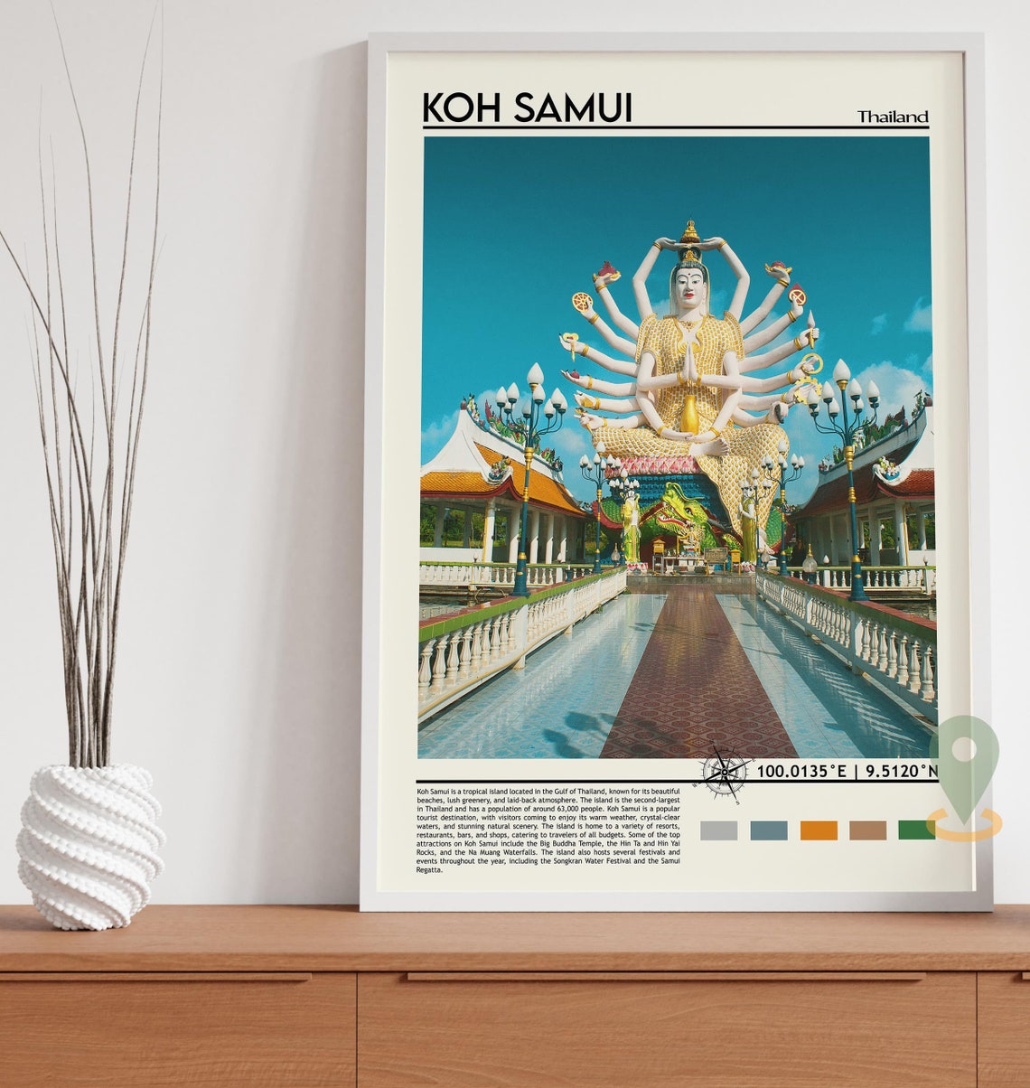 Koh Samui Thailand Temple Statue Photo Poster Tropical Island Art - Image 3