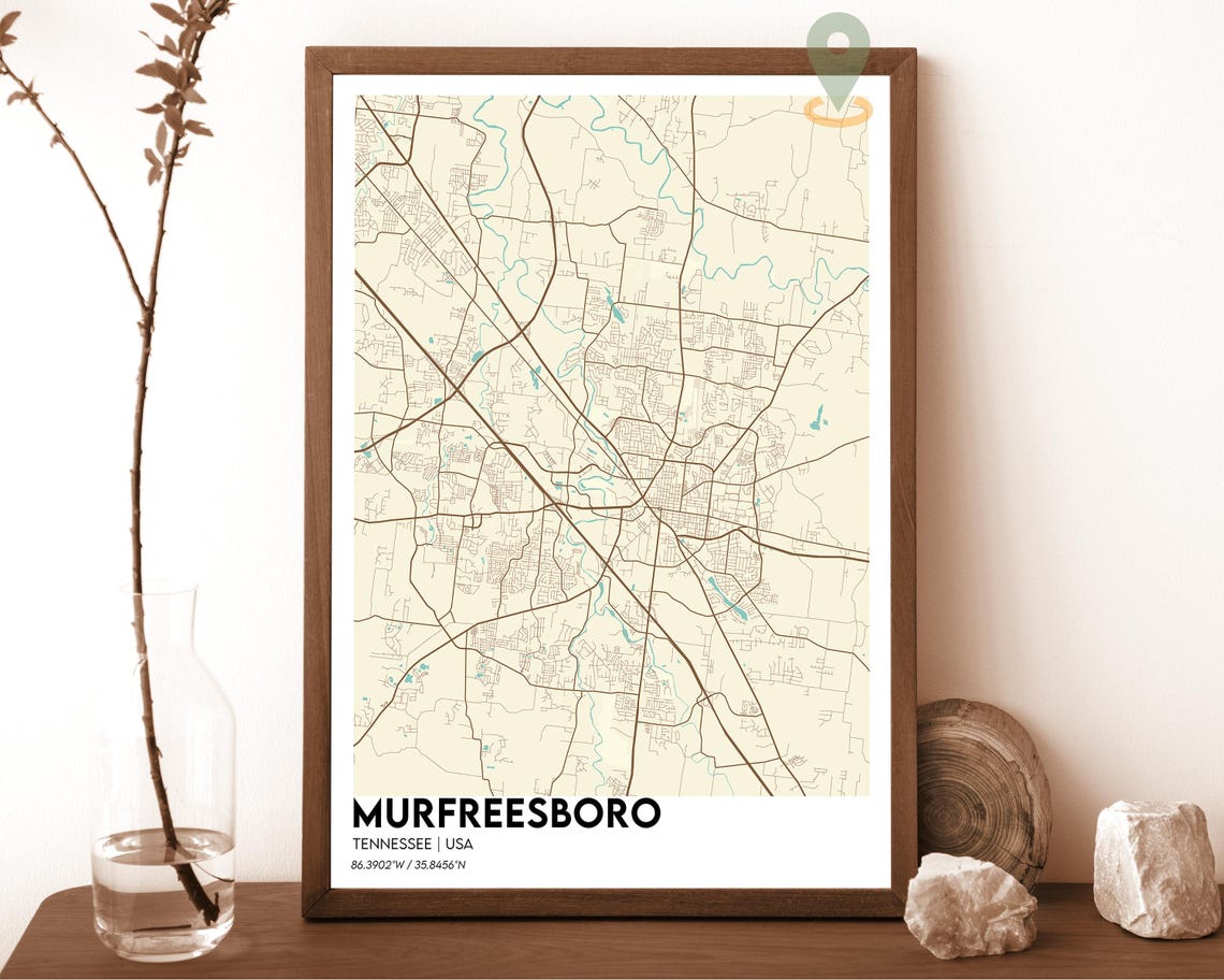Murfreesboro Tennessee Forest Green Modern City Map Art Poster - Image 5