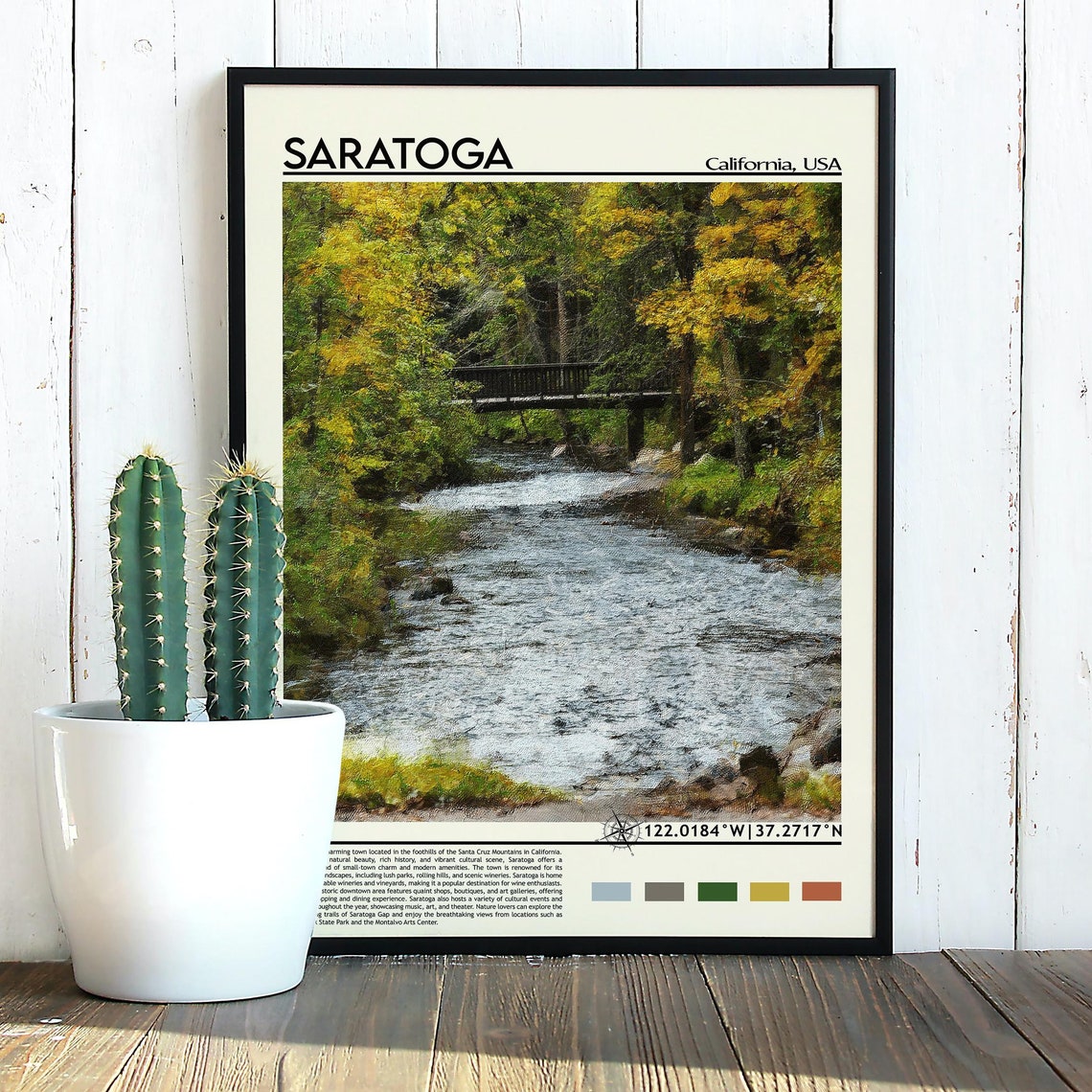 Saratoga Print Saratoga Poster Saratoga Wall Art Saratoga Travel Print Saratoga Art Print Saratoga Artwork Saratoga Photo California - Image 5