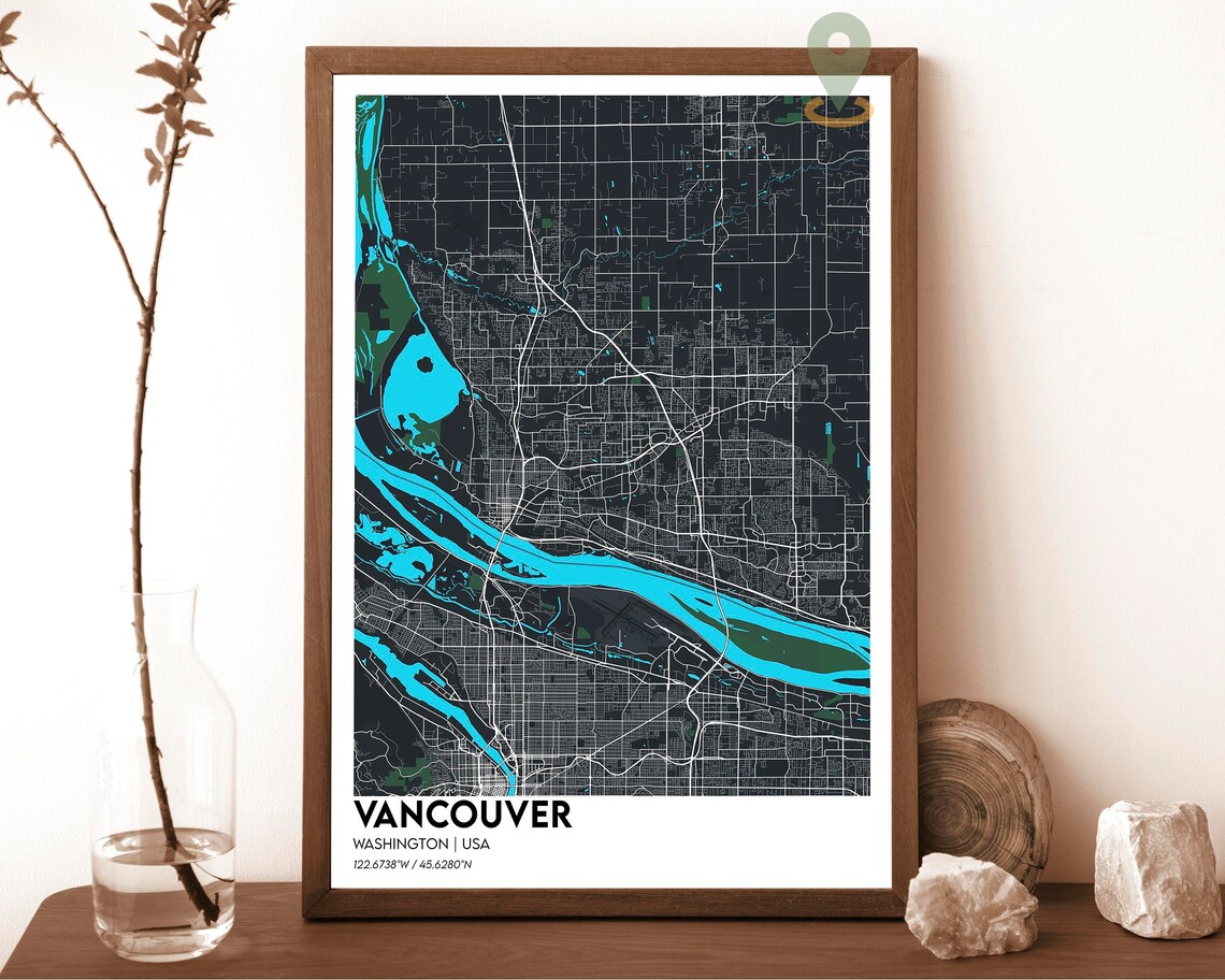 Vancouver Washington USA Vintage Sepia City Street Map Poster - Image 5