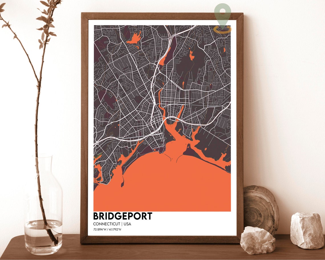 Bridgeport Connecticut Street Map Red Modern City Art Poster - Image 3