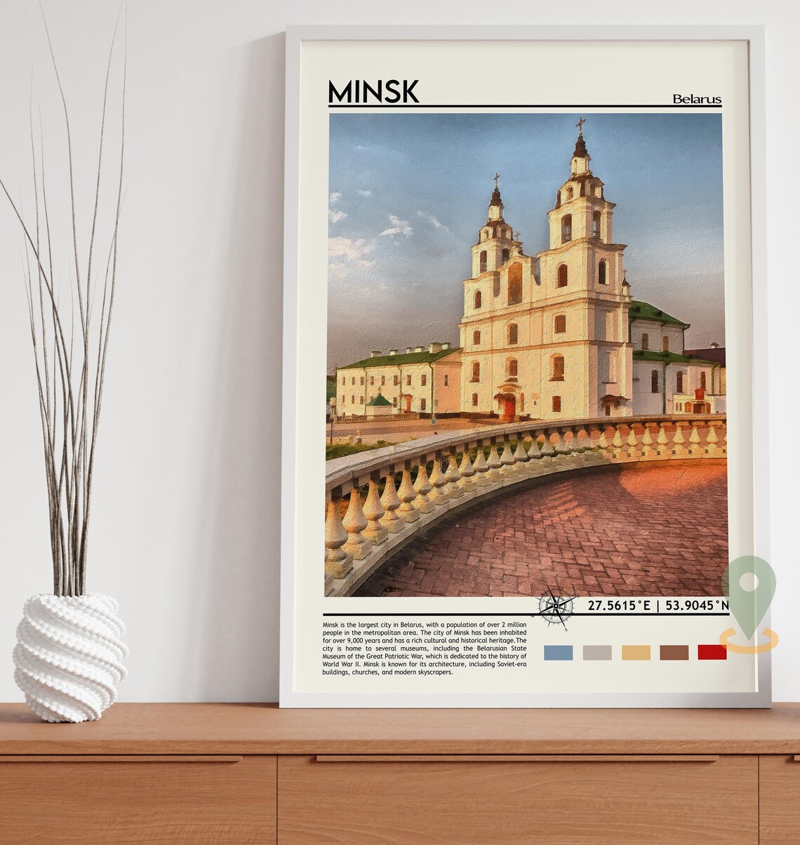 Minsk Belarus White Baroque Cathedral Old Town Europe Travel Poster - Image 3