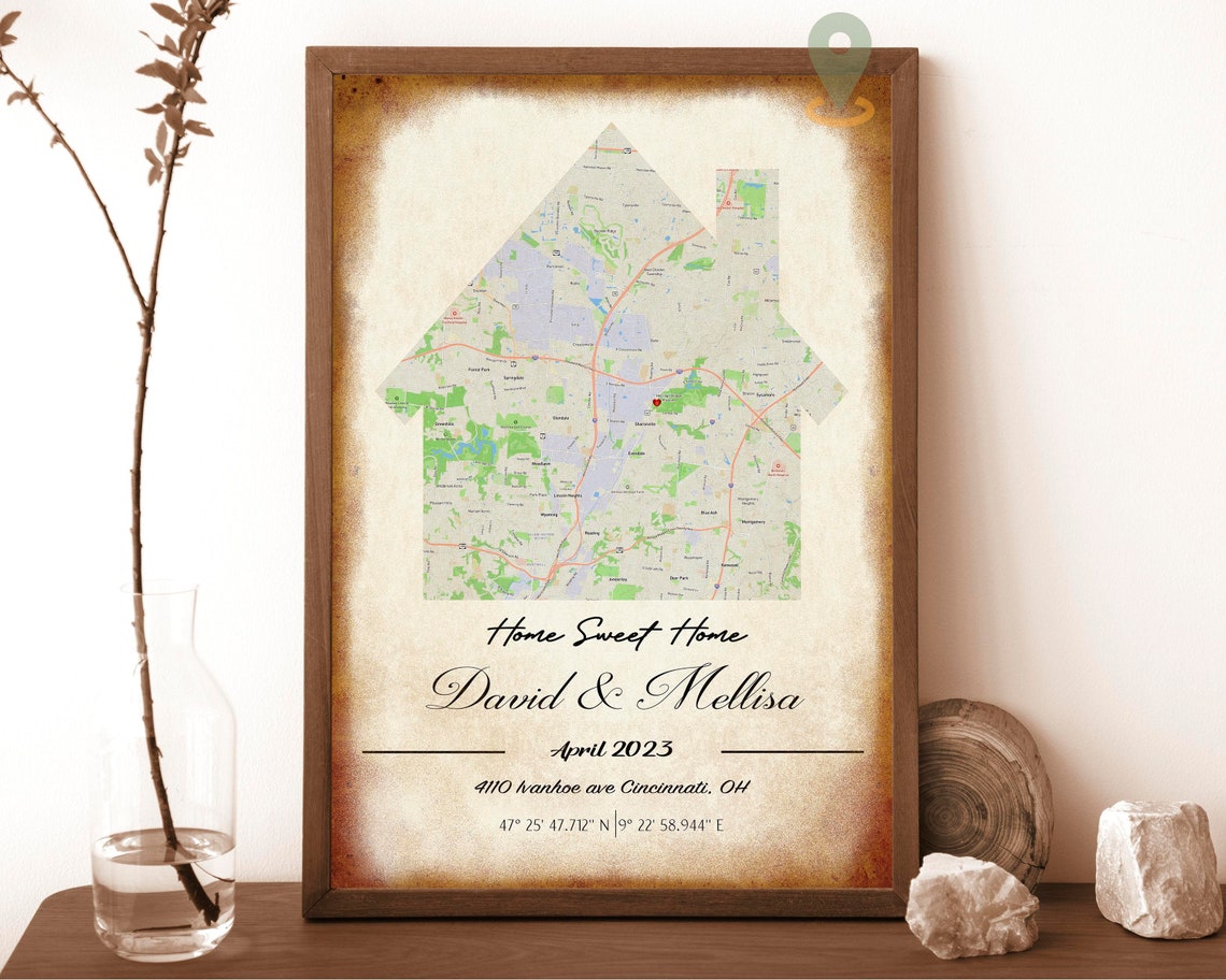 Personalized Home Sweet Home House Shaped Cincinnati Map Print - Image 6