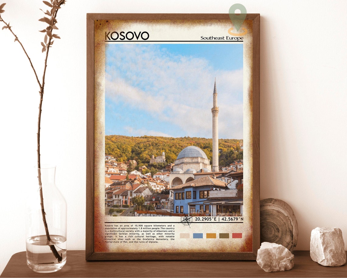 Kosovo Print Kosovo Art Kosovo Poster Kosovo Photo Kosovo Poster Print Kosovo Painting Pristina Poster Vintage Poster Kosovo Artwork - Image 6