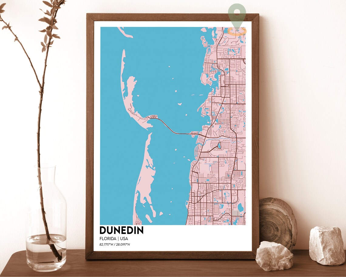 Dunedin Florida USA Cyan Gulf Coast Minimal Street Map Poster - Image 3
