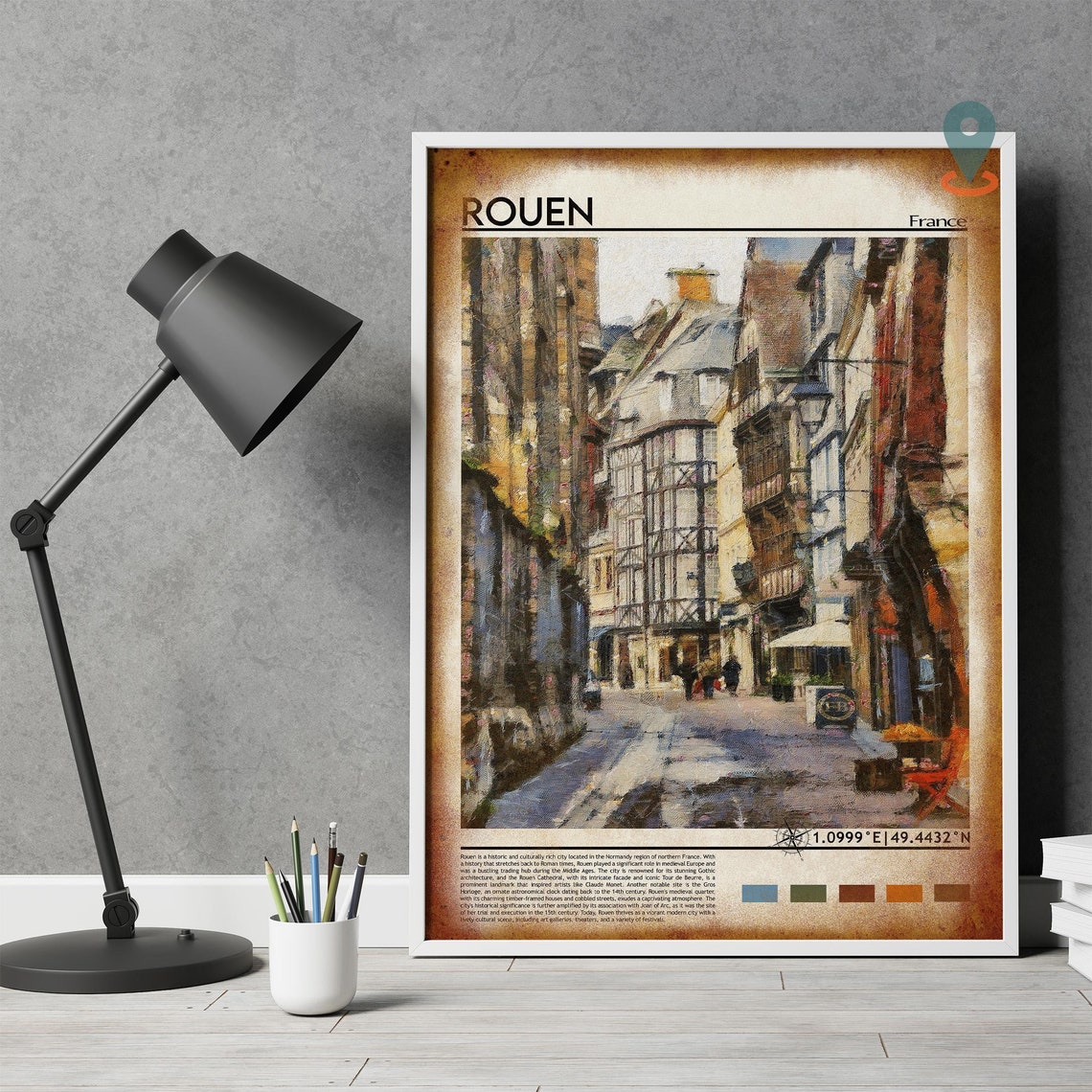 Rouen Poster Normandy Art France Travel Poster Rouen Print Rouen Artwork Rouen Wall Art Rouen Travel Normandy Print Rouen France - Image 5
