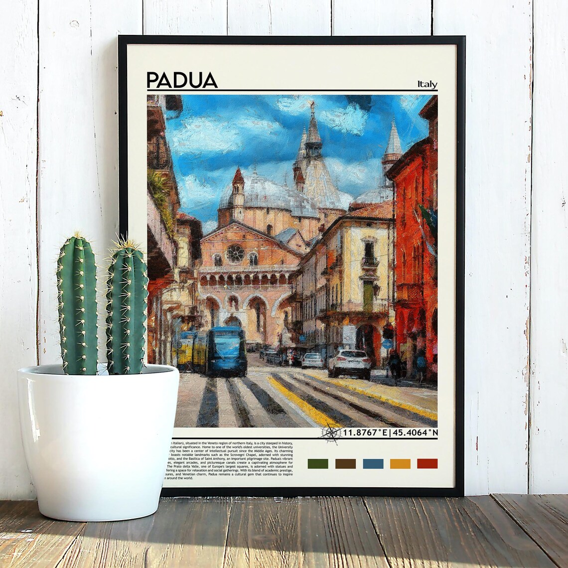 Padua Italy Basilica Old Town Street Oil Painting Style Travel Poster - Image 3
