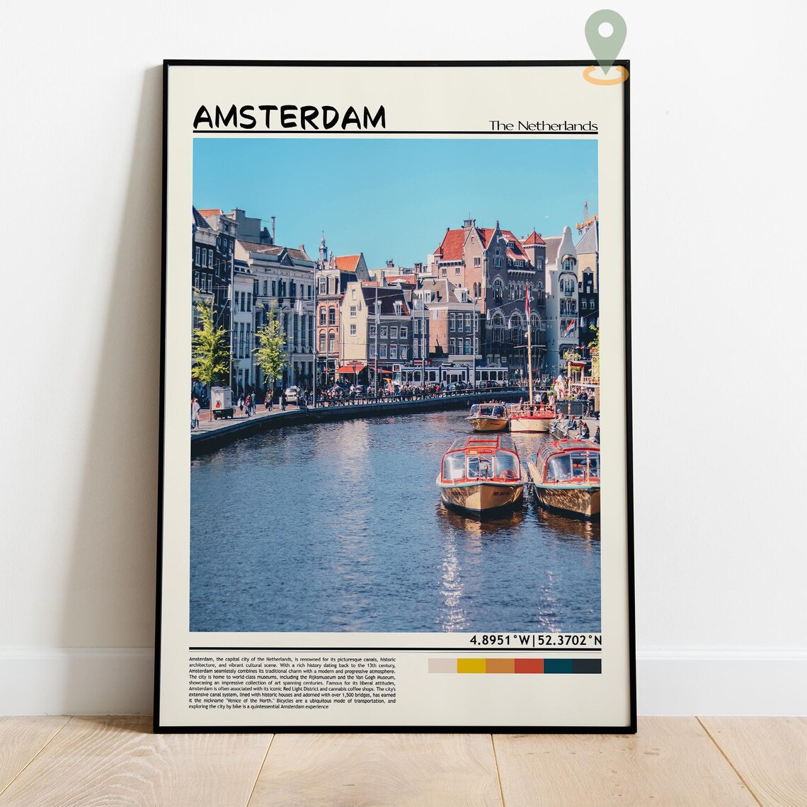 Amsterdam Netherlands Canal Boats Historic Waterfront Poster - Image 2