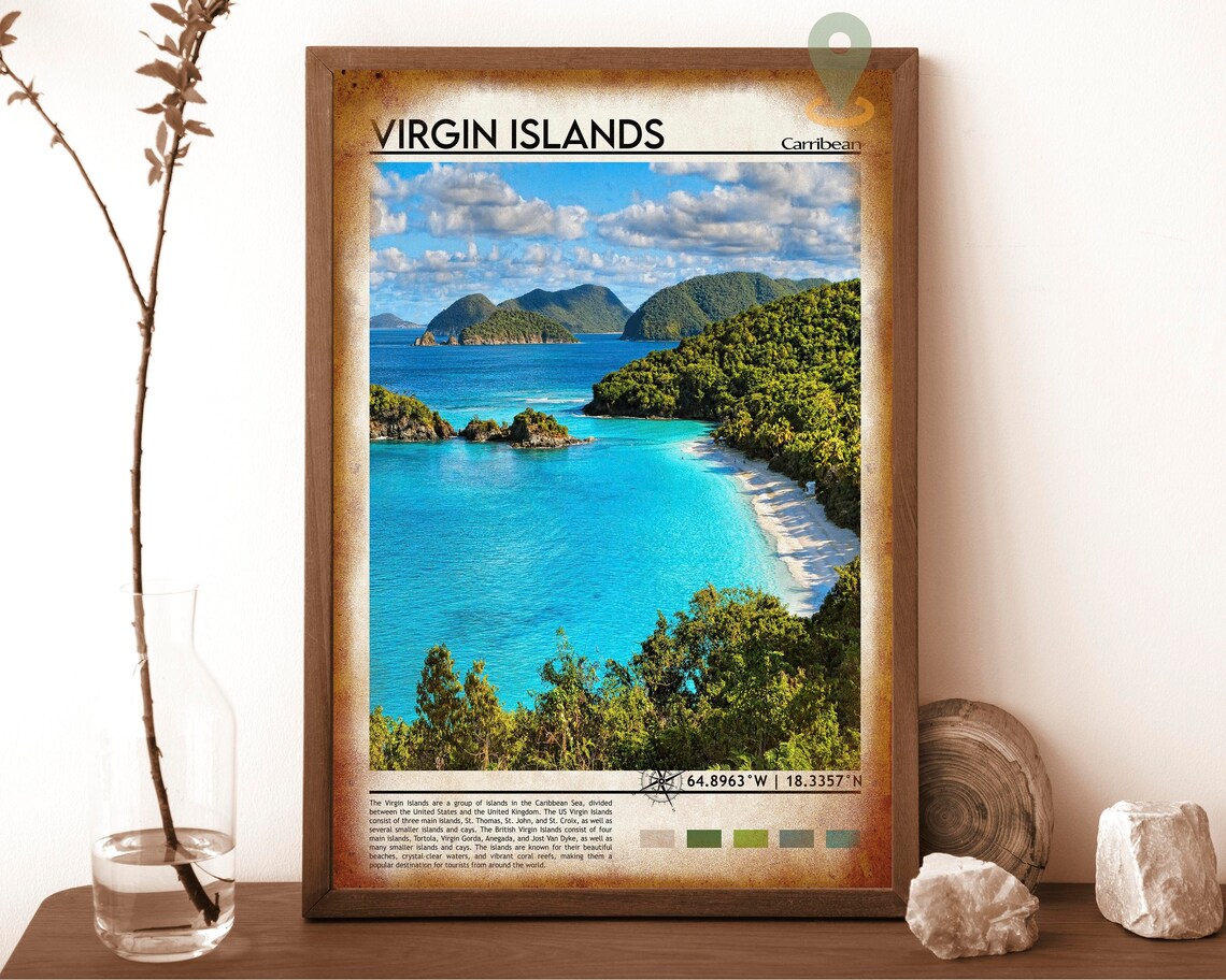 Virgin Islands Caribbean Tropical Bay Beach Photo Travel Poster - Image 6