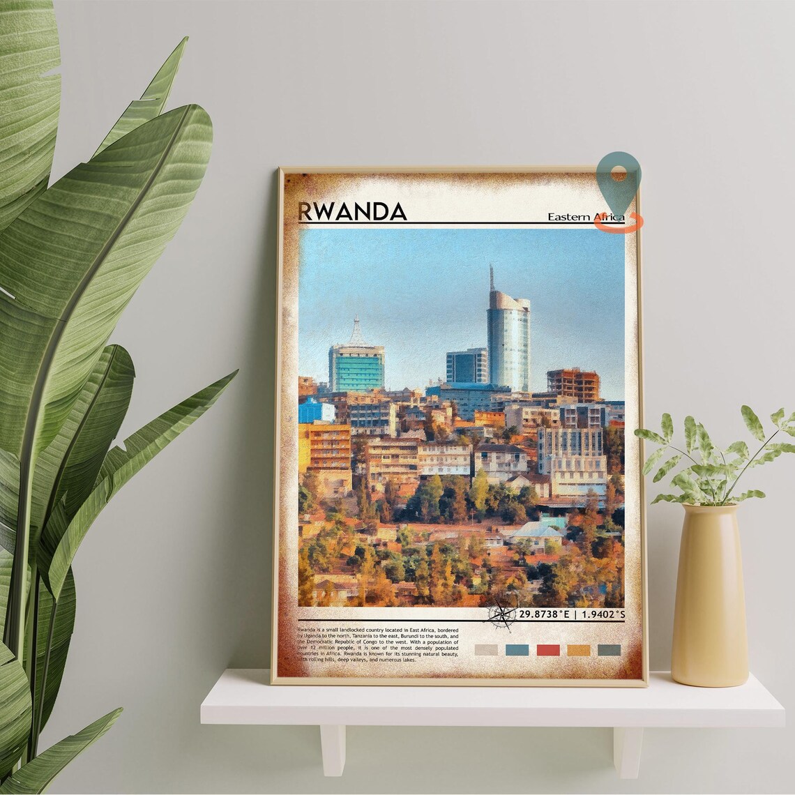 Rwanda Eastern Africa Kigali City Skyline Hills Travel Poster - Image 2