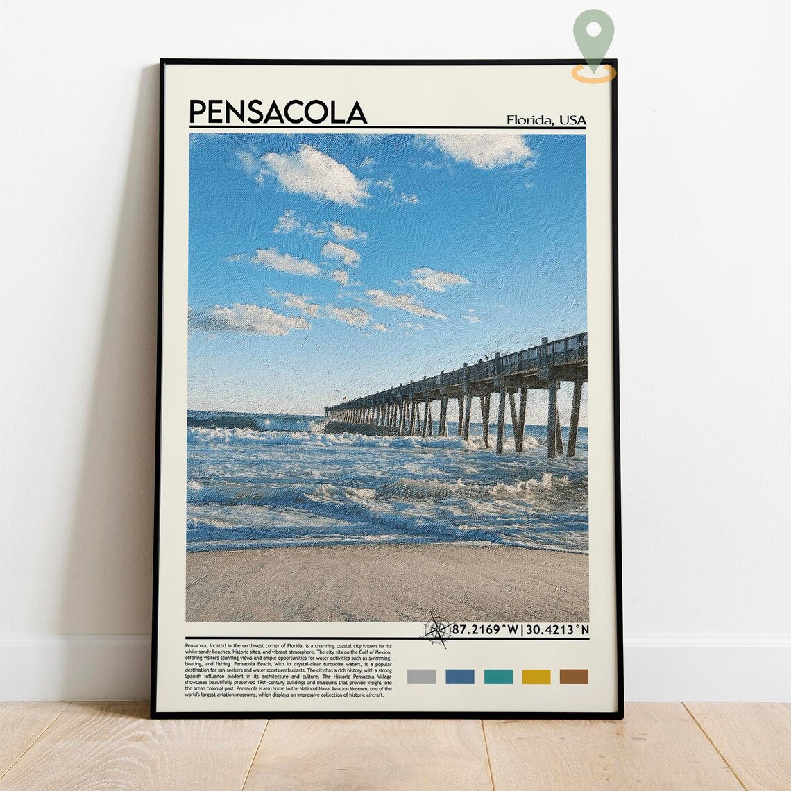 Pensacola Florida Fishing Pier Ocean Photo Beach Travel Wall Art - Image 2